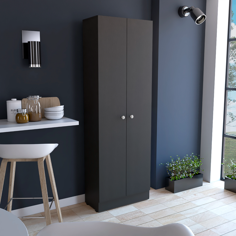 DEPOT E-SHOP Dakari Multistorage Double Door Cabinet – Five Shelves, BlackÂ