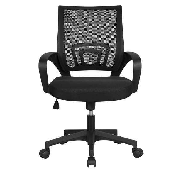 Adjustable Mid-Back Mesh Swivel Office Chair – Black, with ArmrestsÂ
