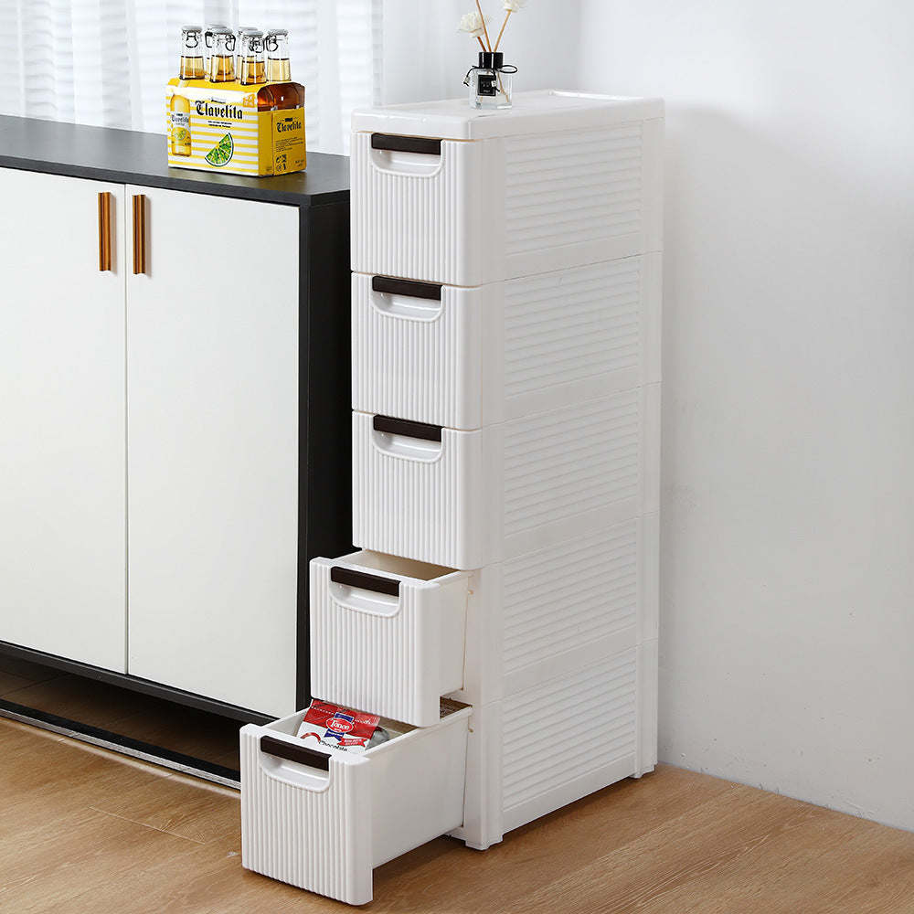5-Tier Rolling Cart Organizer Unit with Wheels – Narrow Slim Container Storage CabinetÂ