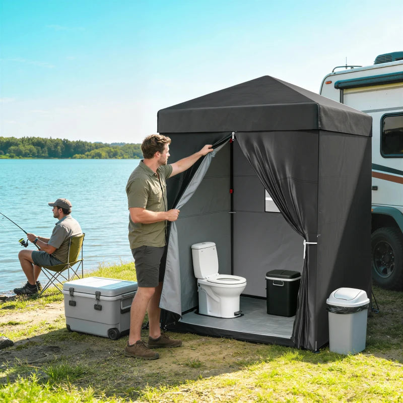 5 x 5 ft Compact Pop Up Canopy Tent, UPF 50+ Changing Room, Portable Instant Privacy Canopy with Mesh Window, Black