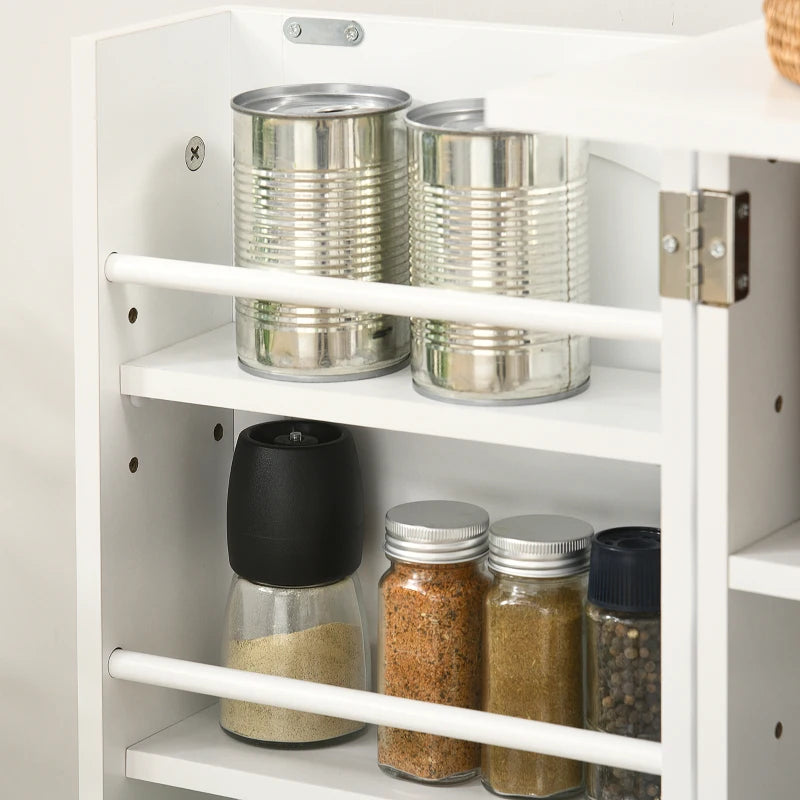 Freestanding Pantry Cabinet 41 Inch Kitchen Pantry with Spice Racks and Adjustable Shelves for Home Use, White