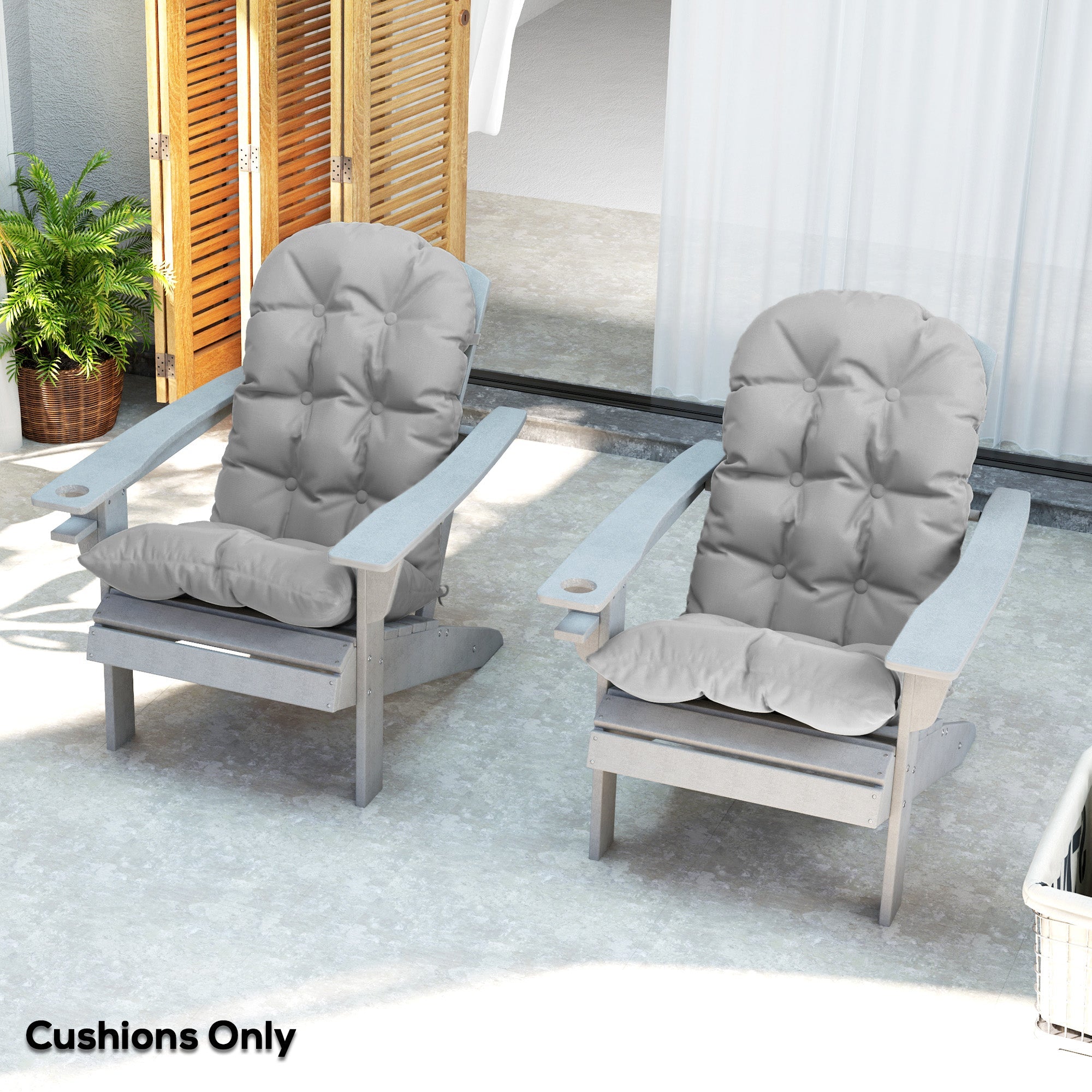 Outsunny Adirondack Chair Cushions Set of 2 with Ties, Light Grey