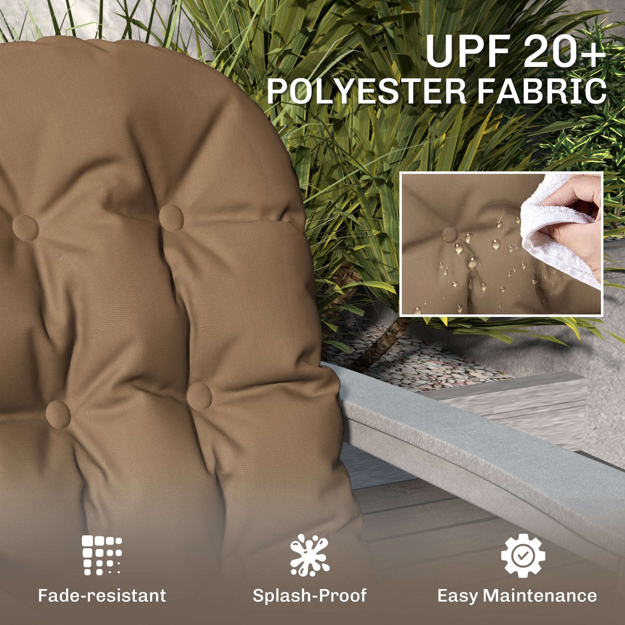 Outsunny Adirondack Chair Cushions Set of 2 with Ties, Khaki