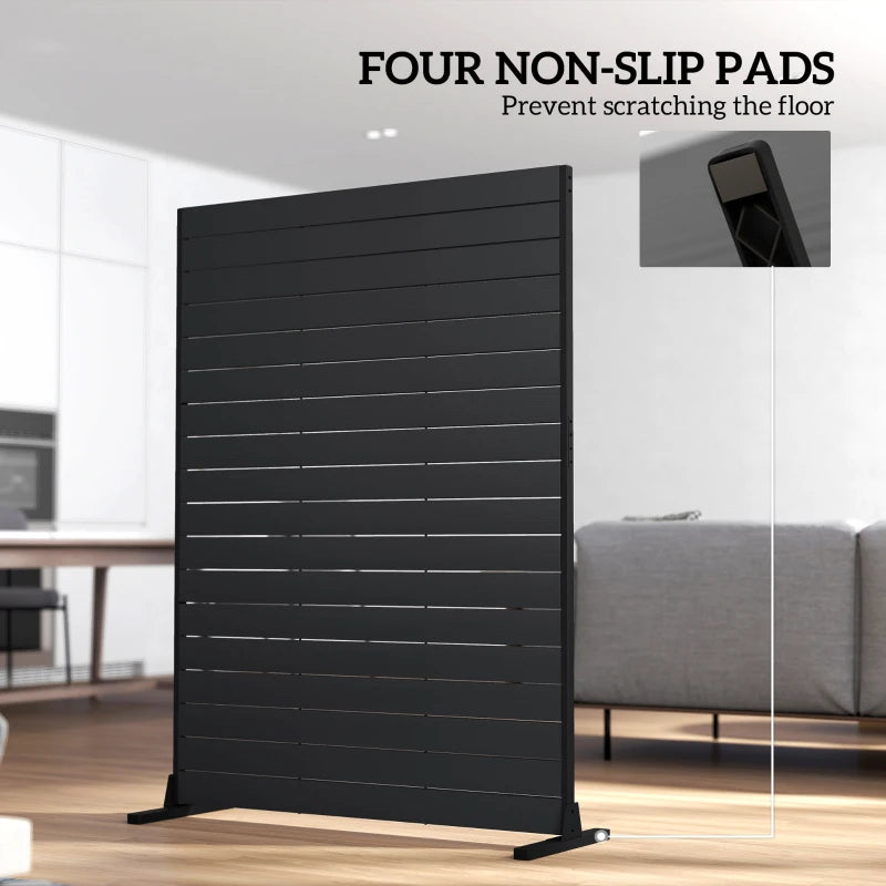 Outdoor Privacy Screen, 47.2" x 68.5" HDPE Decorative Screen Panel with Stand, Freestanding Privacy Panel, Black
