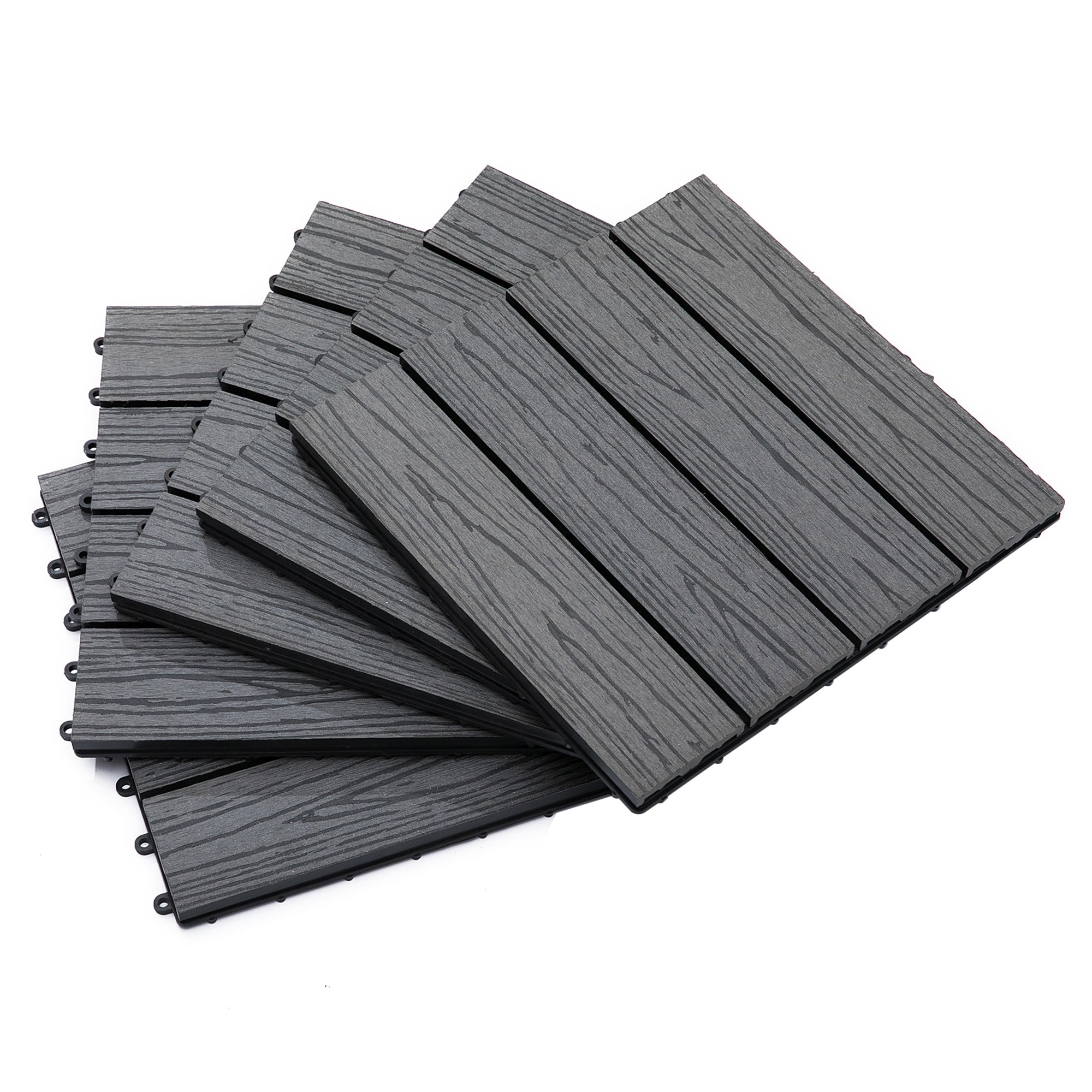 Outsunny Interlocking Deck Tiles 12"x12" 11 Pack, HDPE Waterproof Non-Slip Outdoor Flooring