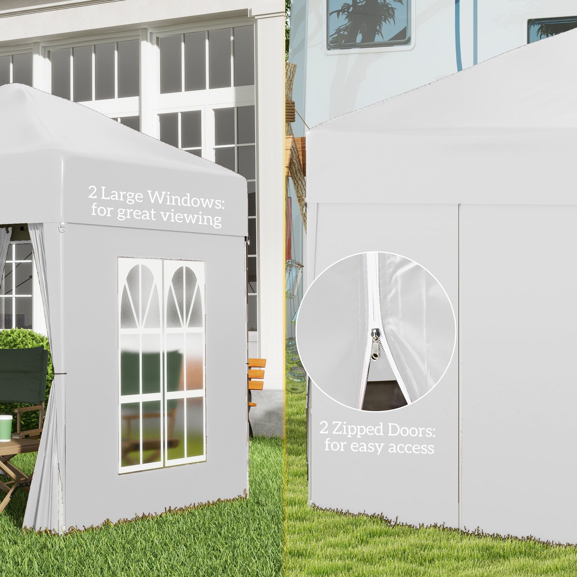 Outsunny Pop Up Party Tent 6.6x6.6ft Outdoor Folding Gazebo Canopy with Side Walls Easy Setup for Events White