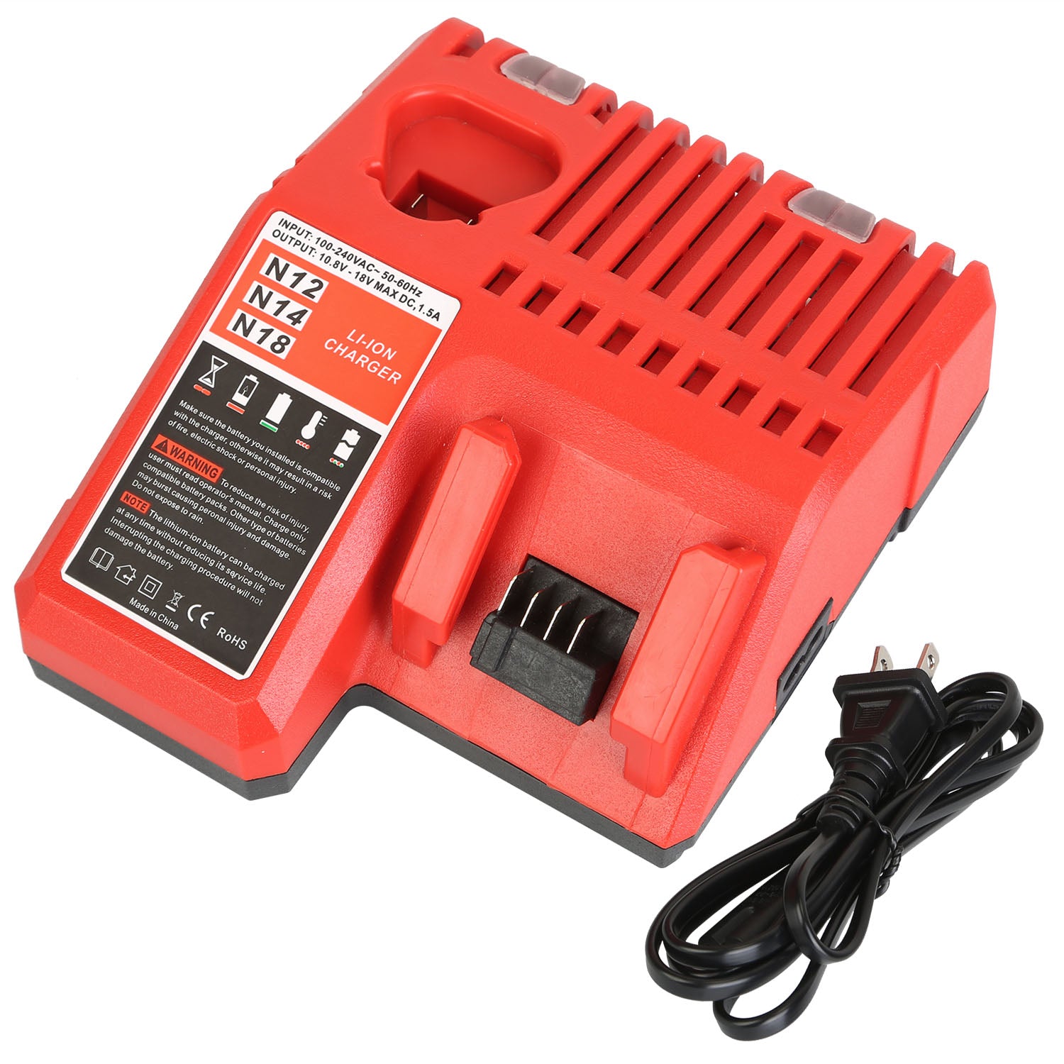 M12 M18 Rapid Fast Charger Fit for Milwaukee 10.8-18V Battery 48-59-1812 48-59-1808