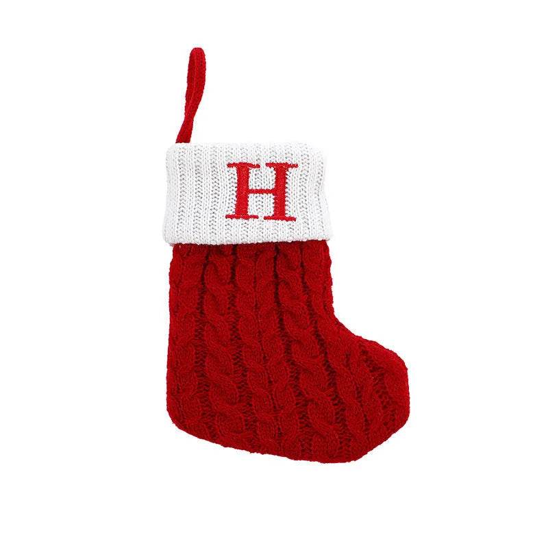 Cute Letters Christmas Stockings Decorative Creative Tree Pendant Wool Knitted Socks