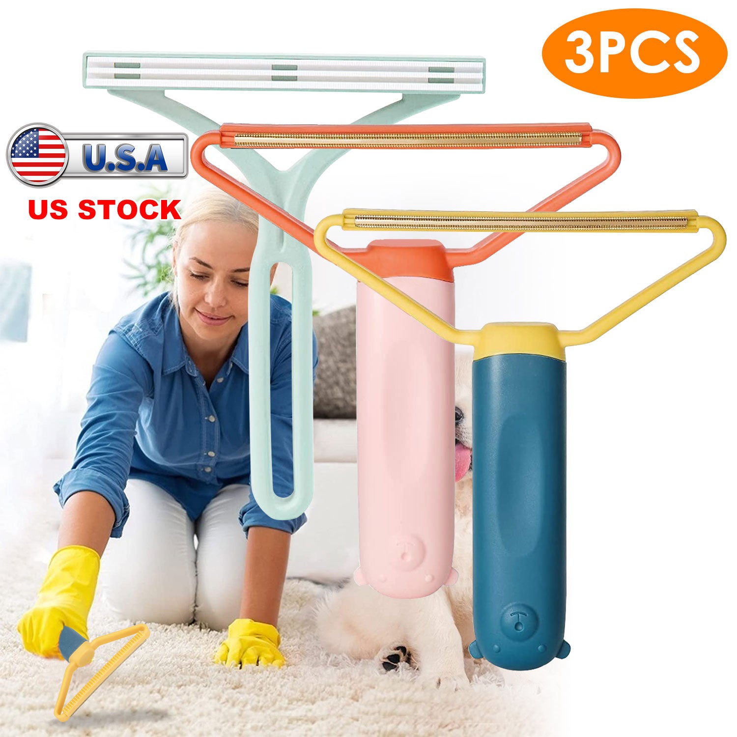 3Pcs Portable Lint Remover Reusable Double Sided Fabric Clothes Shaver Carpet Fuzz Carpet Scraper for Sweater Couch Mat