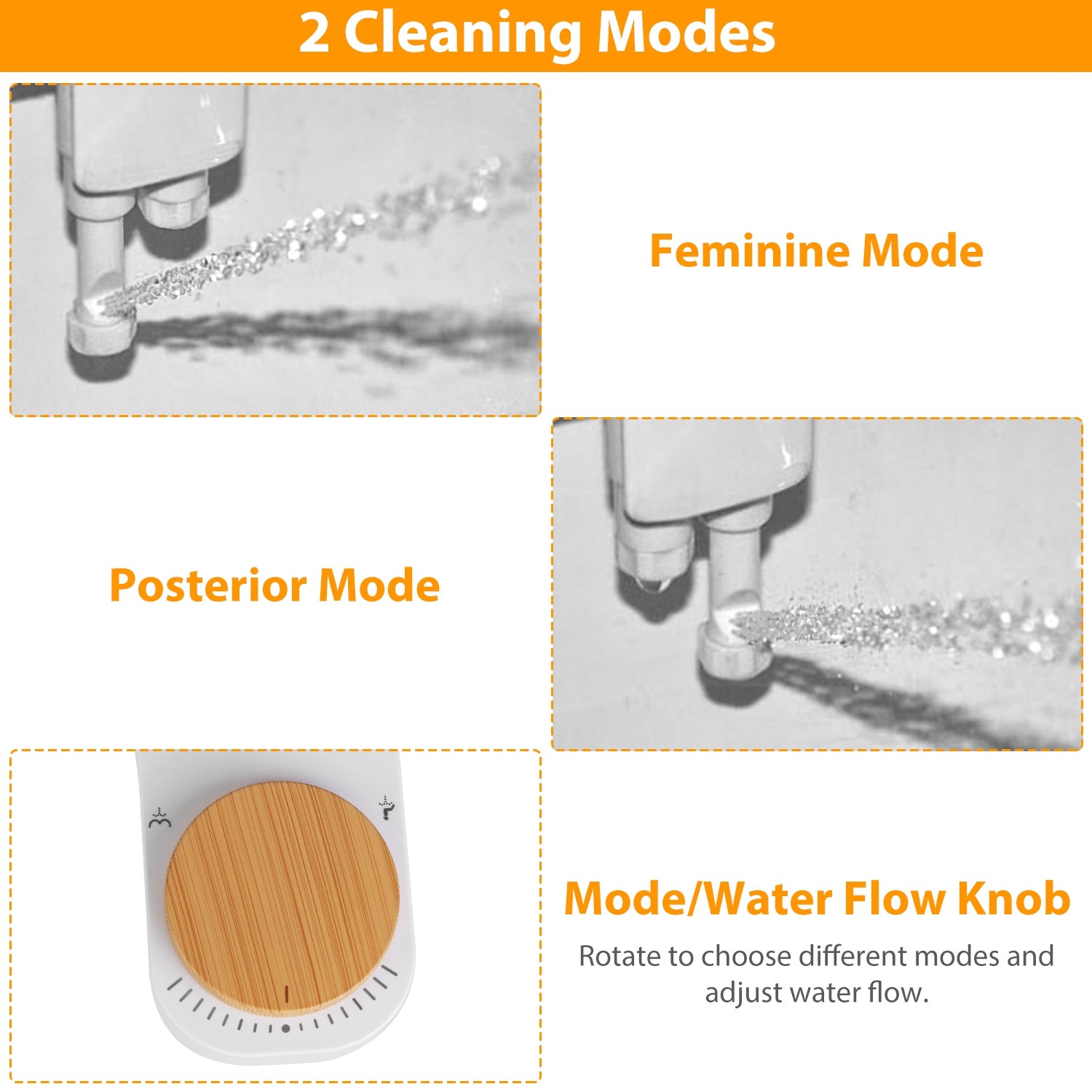 Bidet Attachment Non-Electric Fresh Water Bidet Sprayer Toilet Seat Attachment with Dual Nozzles Water Flow Control