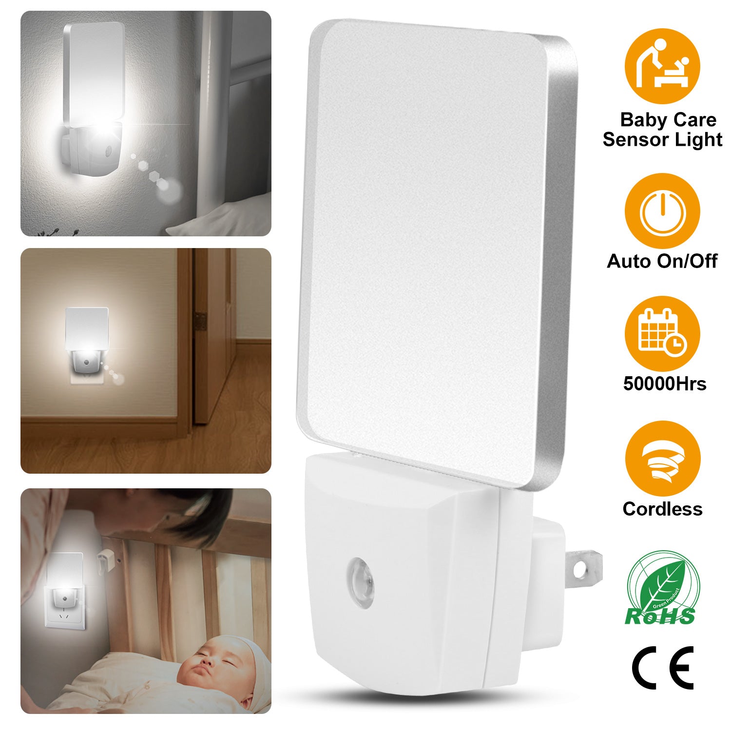 LED Night Light Dusk To Dawn Sensor Lamps Plug-in Light for Hallway Kitchen Bathroom