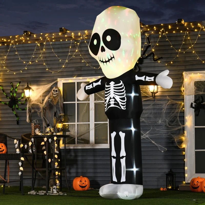 HOMCOM 10ft Halloween Inflatable Skeleton Ghost – LED Lighted, Indoor/Outdoor