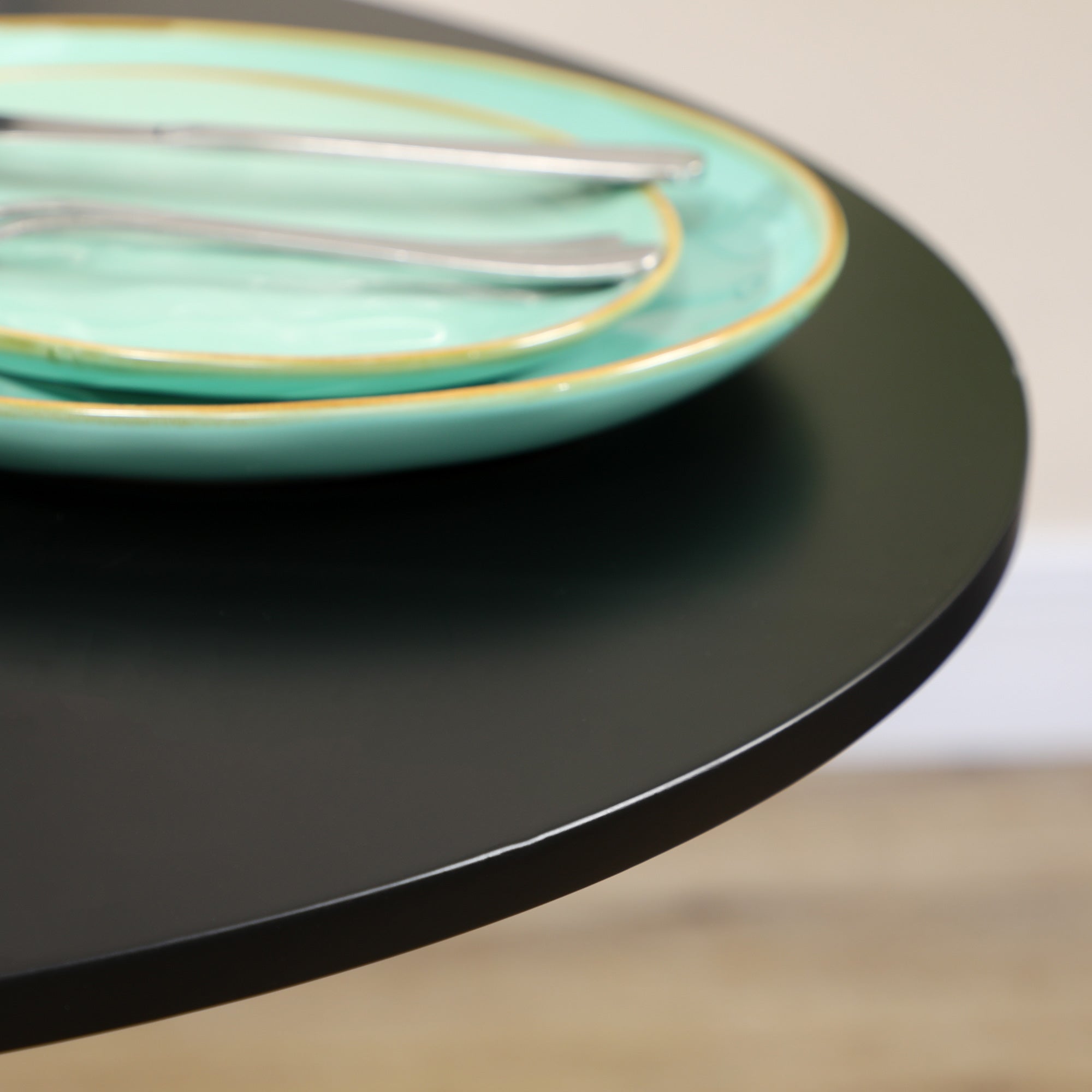 HOMCOM Modern Round Dining Table Steel Base Black for Living Dining Room Contemporary