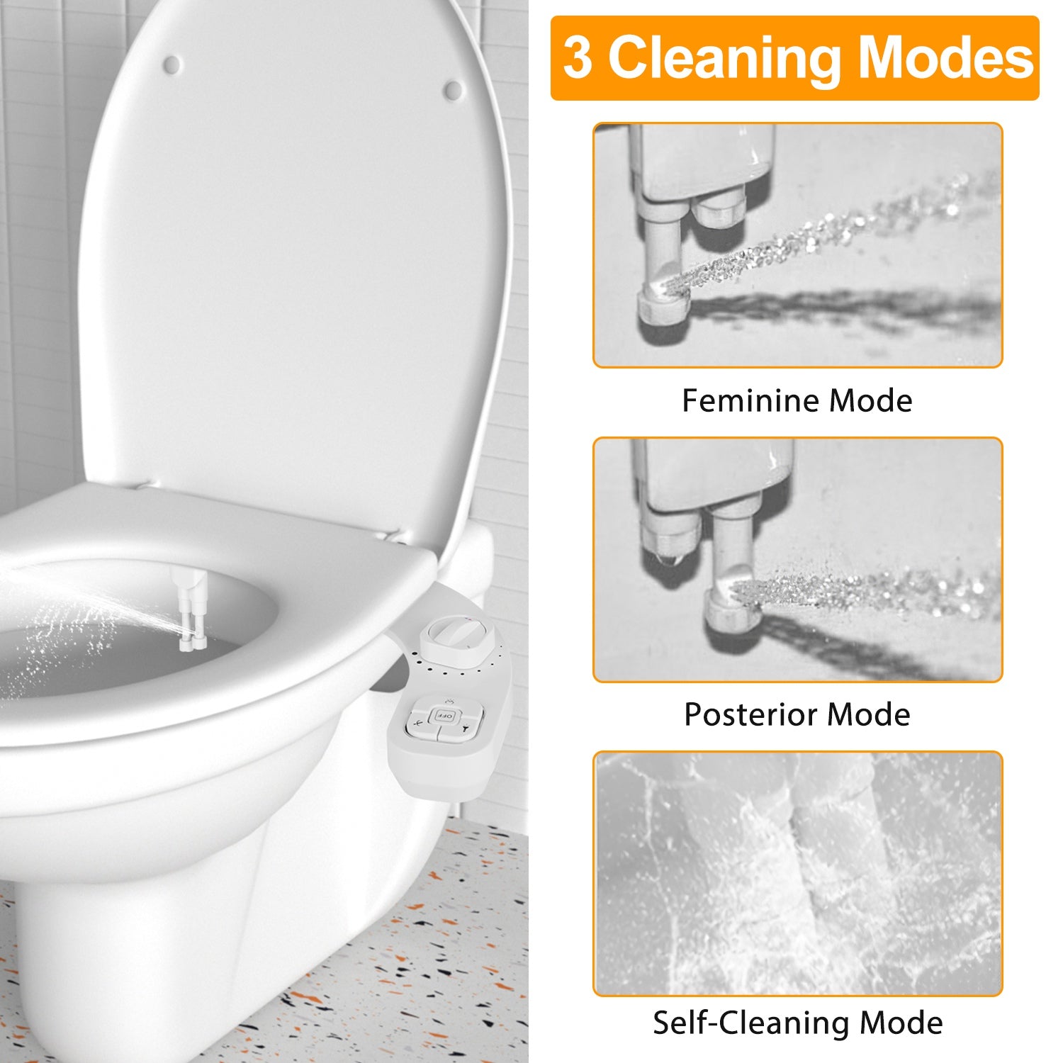 Bidet Attachment Non-Electric Fresh Cold Warm Water Bidet Sprayer Toilet Seat Attachment with Self Cleaning Dual Nozzles Temperature Water Flow Contro