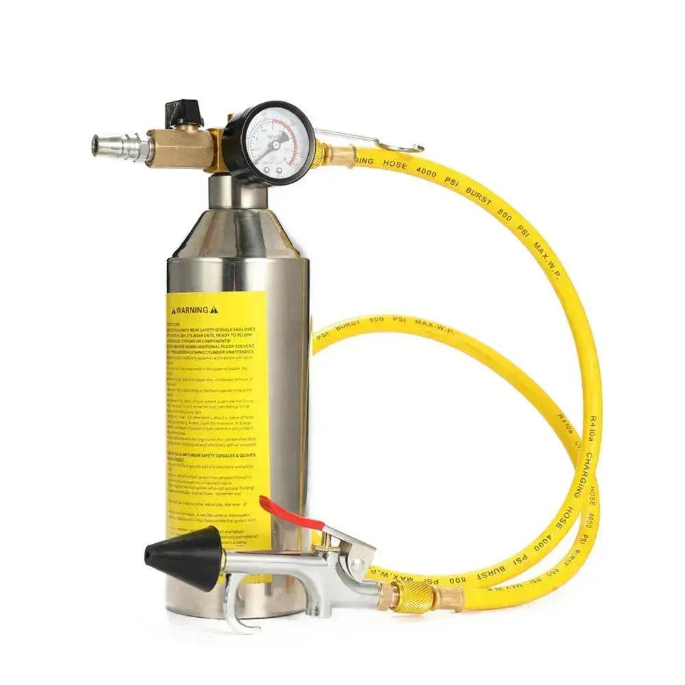Automotive Air Conditioner System Flush Canister Gun Kit Pipe Maintenance Bottle