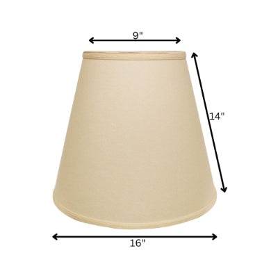 Extra Deep Empire Hardback Lampshade With Washer Fitter, Beige Color Fabric Lampshade For Table Lamps, Natural Linen, 9 Top X 16 Bottom X 14 Height