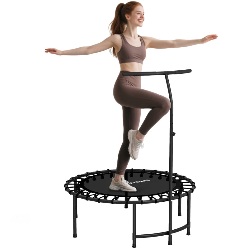 Soozier 40" Foldable Mini Rebounder Trampoline with Adjustable Handle, Quiet Indoor Fitness Trampoline for Adults & Teens – Black
