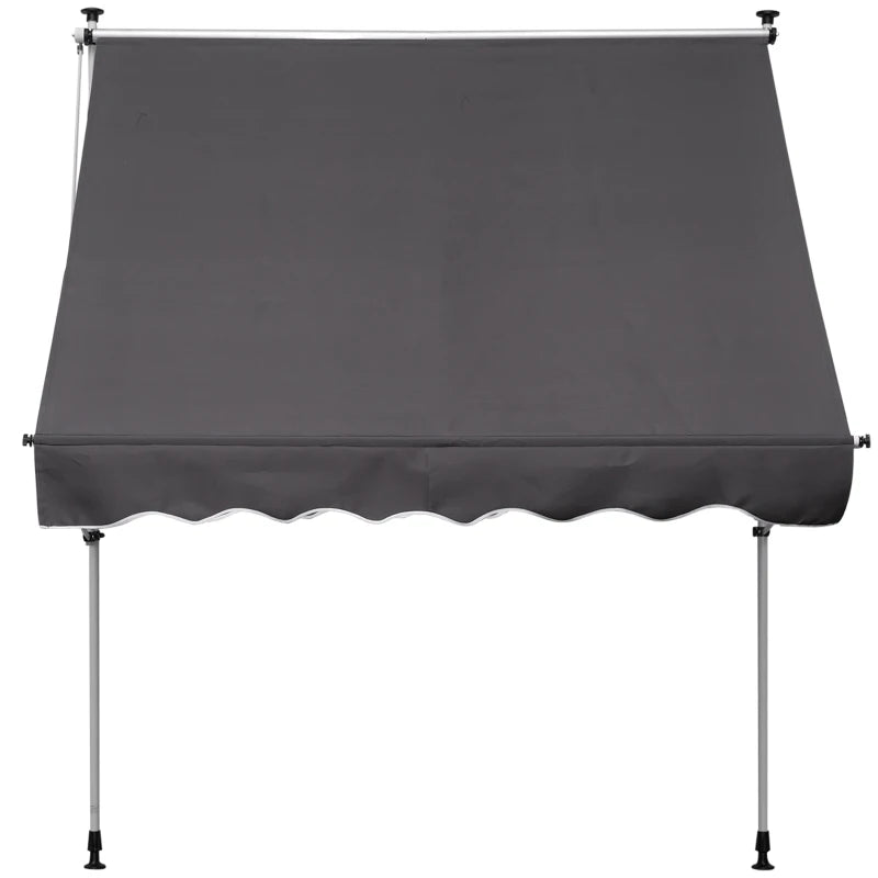 6.6'x5' Manual Retractable Patio Awning Window Door Sun Shade Deck Canopy Shelter Water Resistant UV Protector Grey