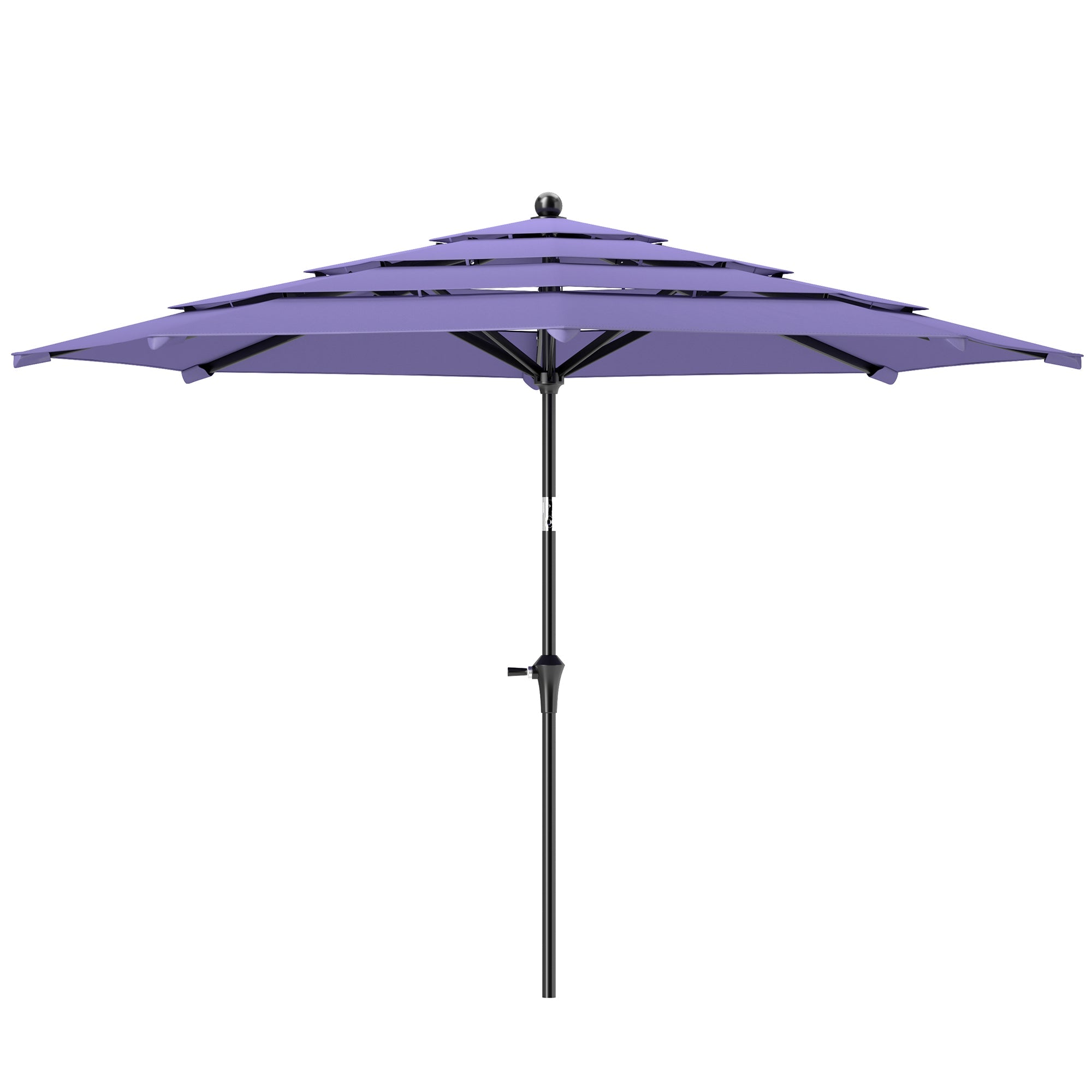 Outsunny 10.7FT Patio Umbrella with 8 Ribs, Crank, Push Button Tilt, Air Vents, for Backyard, Deck and Lawn, Purple