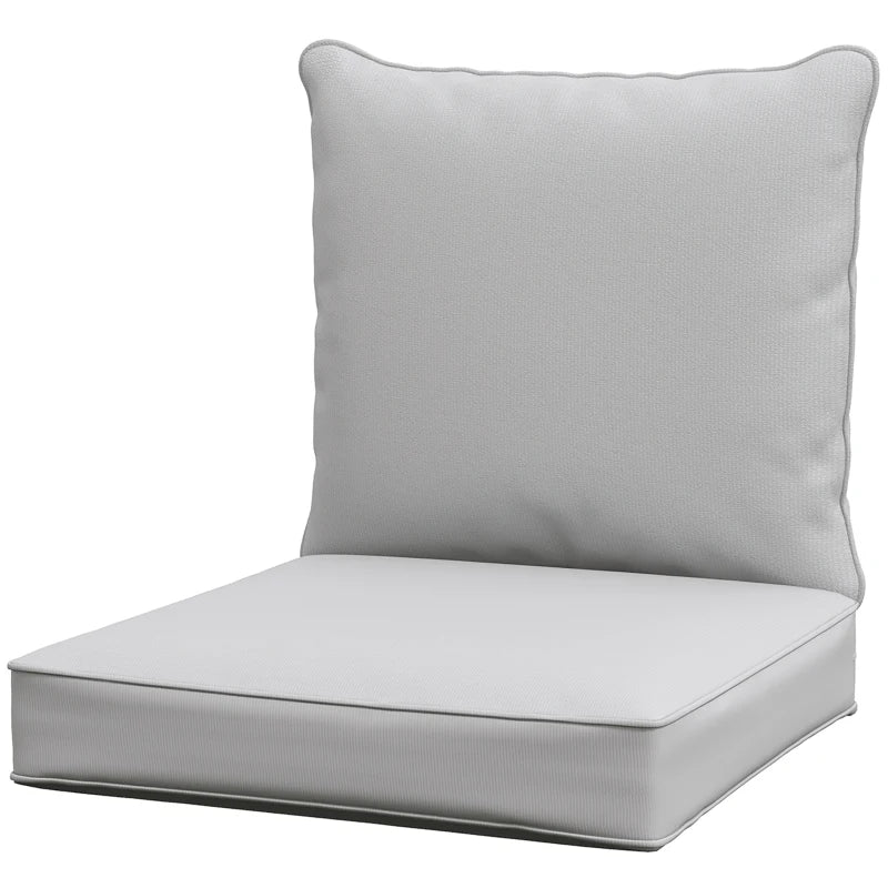 Patio Chair Cushions, Thick Deep Seat Outdoor Seat Cushion with Back Cushion, Light Grey