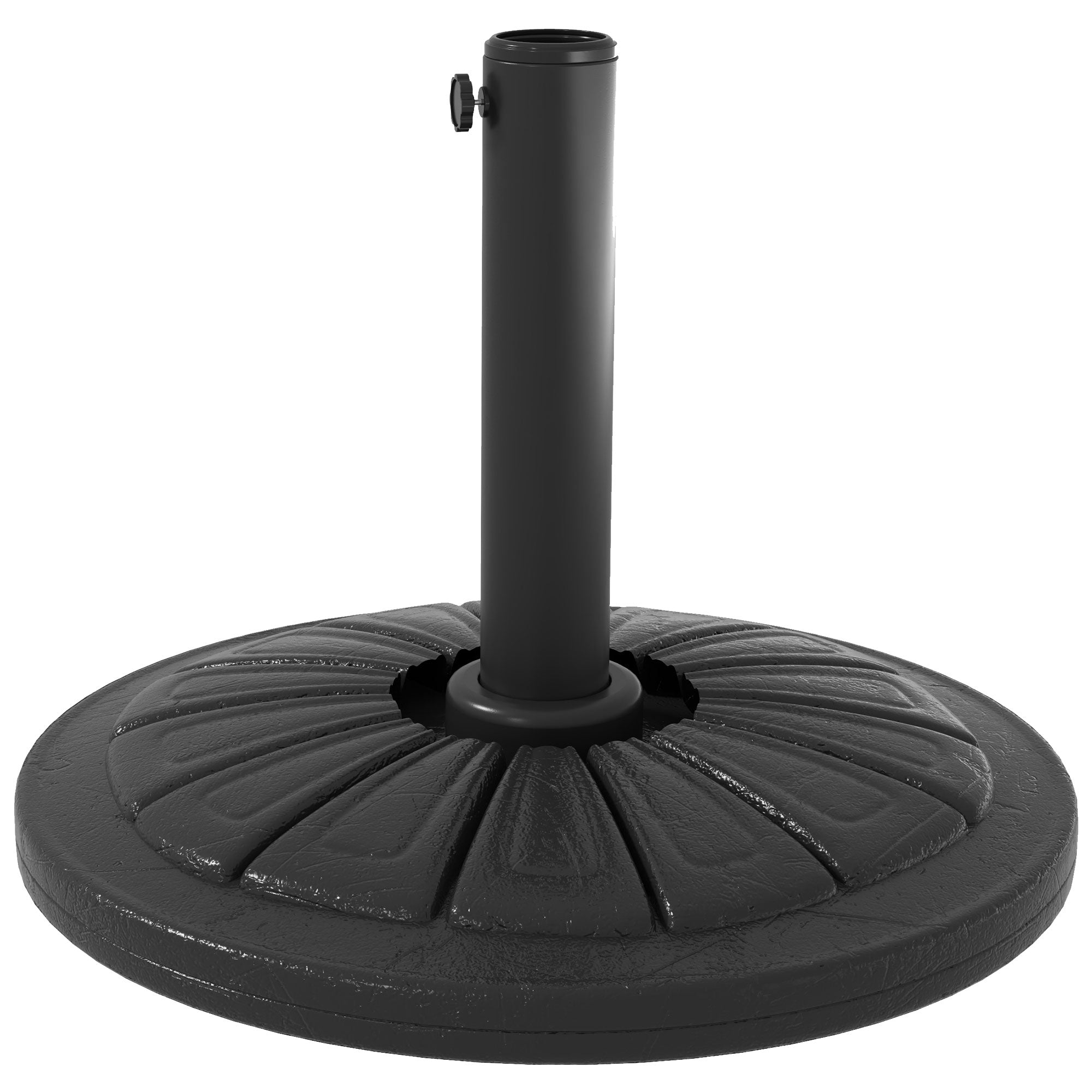 Outsunny Concrete Umbrella Base: Heavy Duty Round Stand with Steel Pole Holder for Outdoor Patio, Black