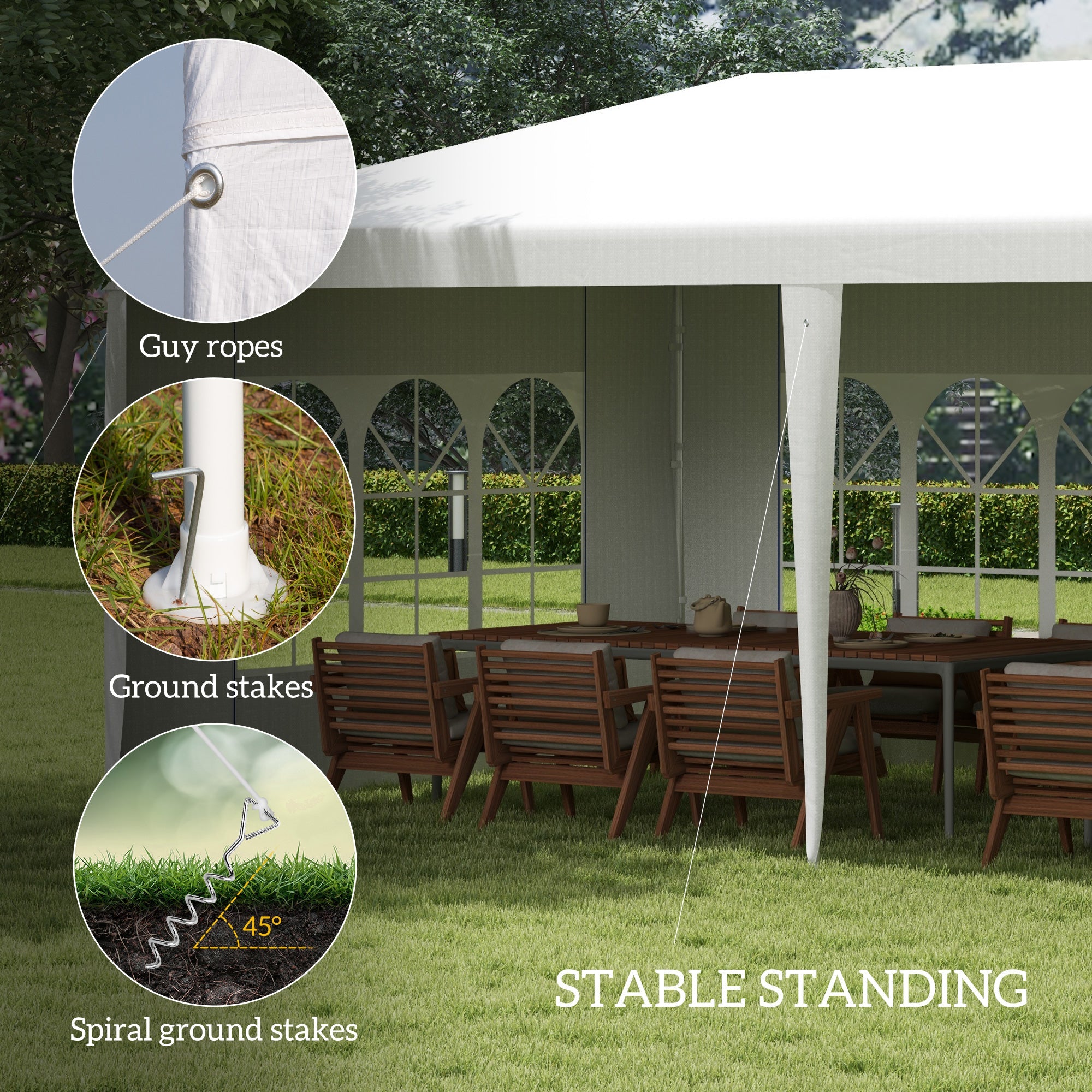 Outsunny Party Tent 10'x20' Portable Wedding Gazebo Canopy 4 Sidewalls White