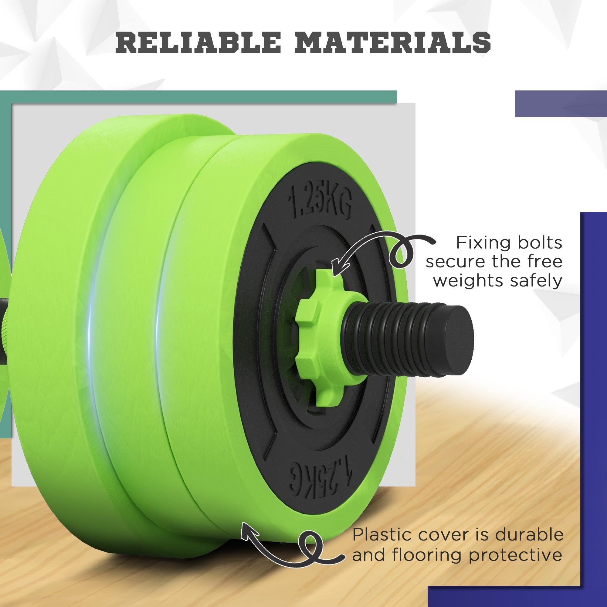 Soozier 4-in-1 Dumbbell Set: 44lbs Adjustable Weights for Barbell, Kettlebell, Push-Up & Fitness Training at Home, Green