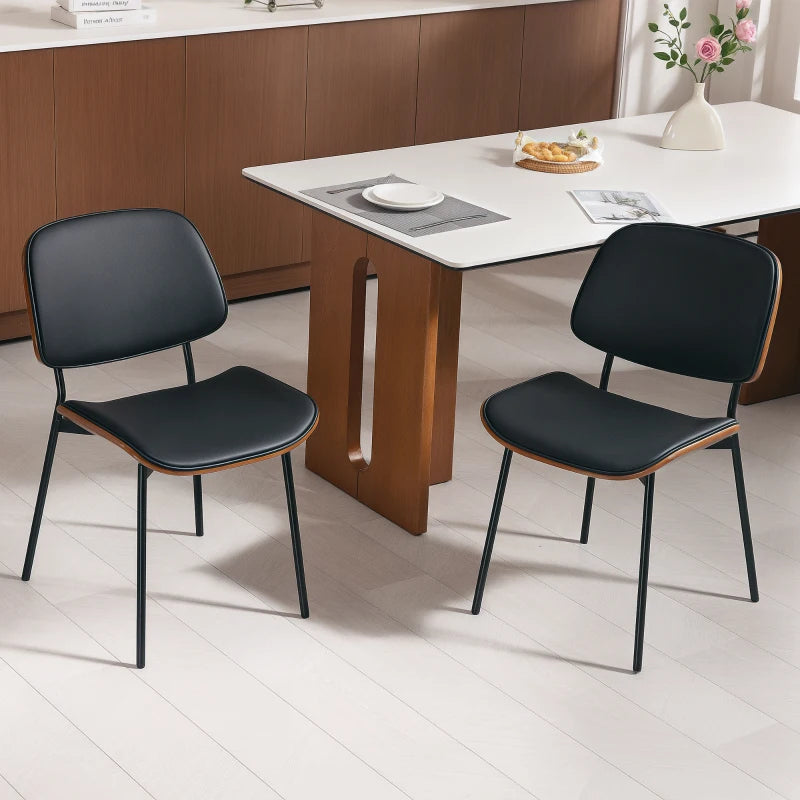 Dining Chairs Set of 2, Mid Century Modern Dining Room Chairs with Bentwood Back and Metal Legs for Kitchen Living Room