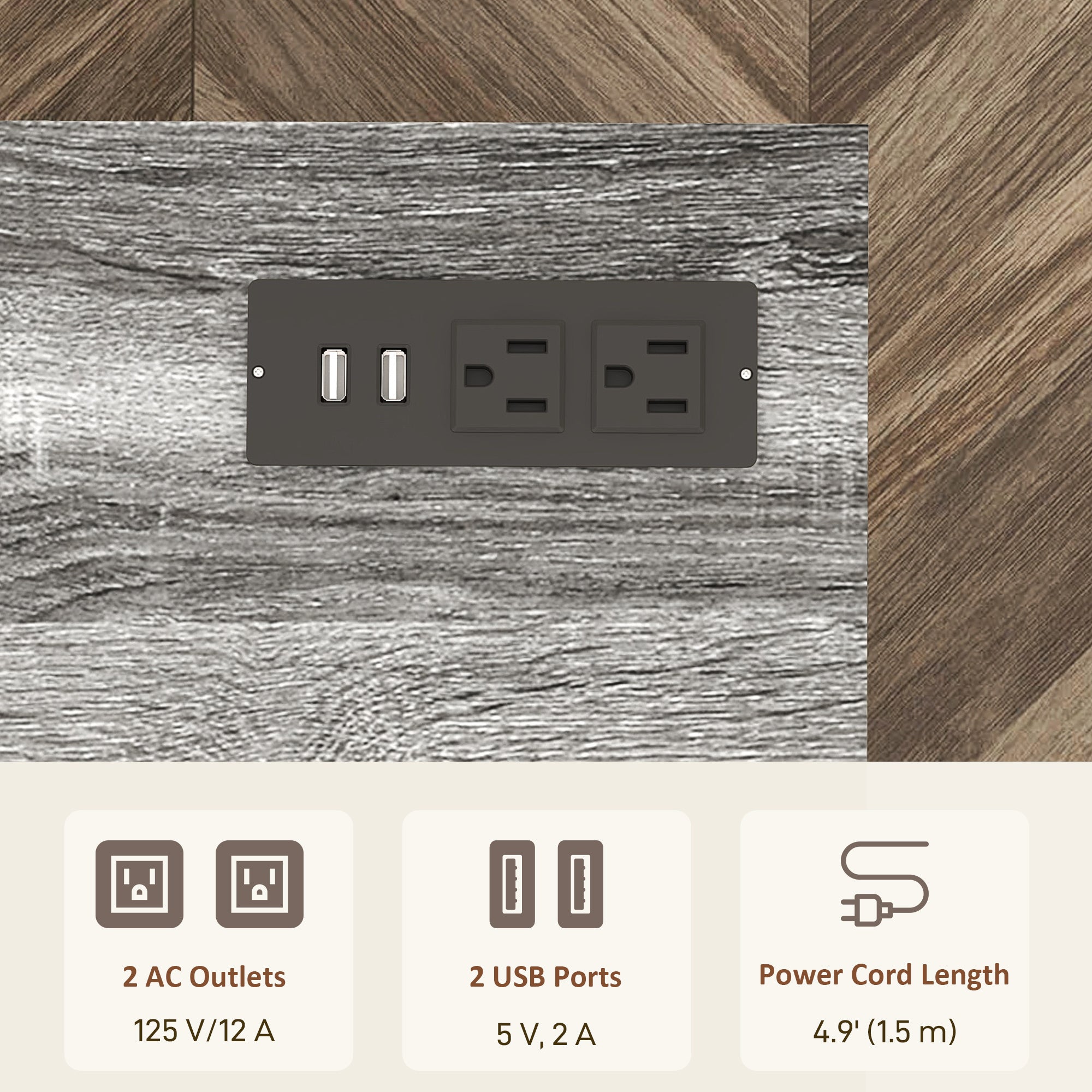 HOMCOM Mobile Printer Stand: USB Charging, Locking Cabinet for A4/Letter Size, Grey