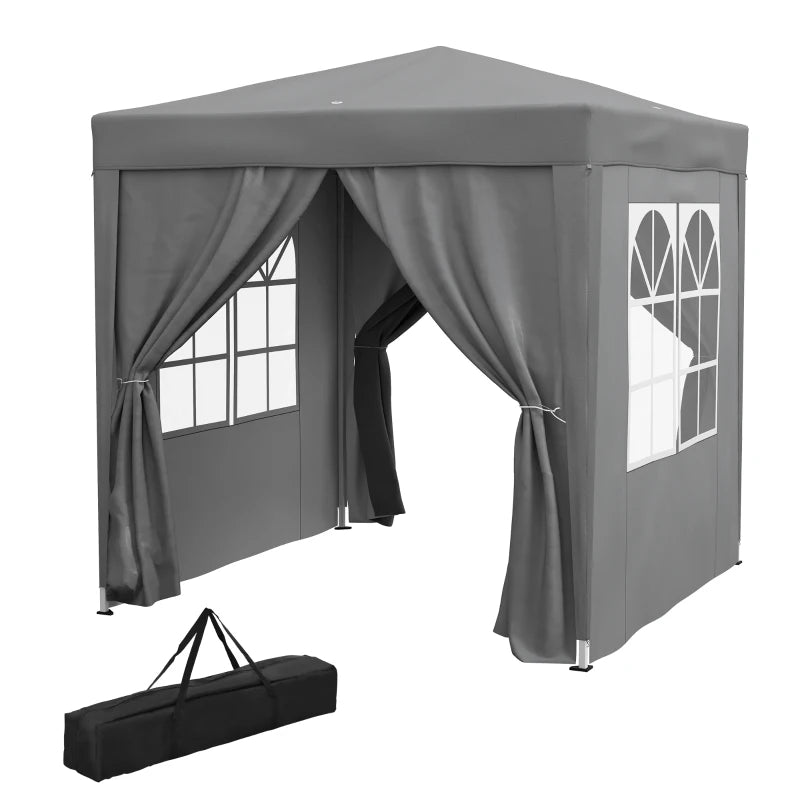 6.6'x6.6' Pop Up Canopy Tent with Sidewalls, Instant Sun Shelter Camping Gazebo with Carry Bag, Grey