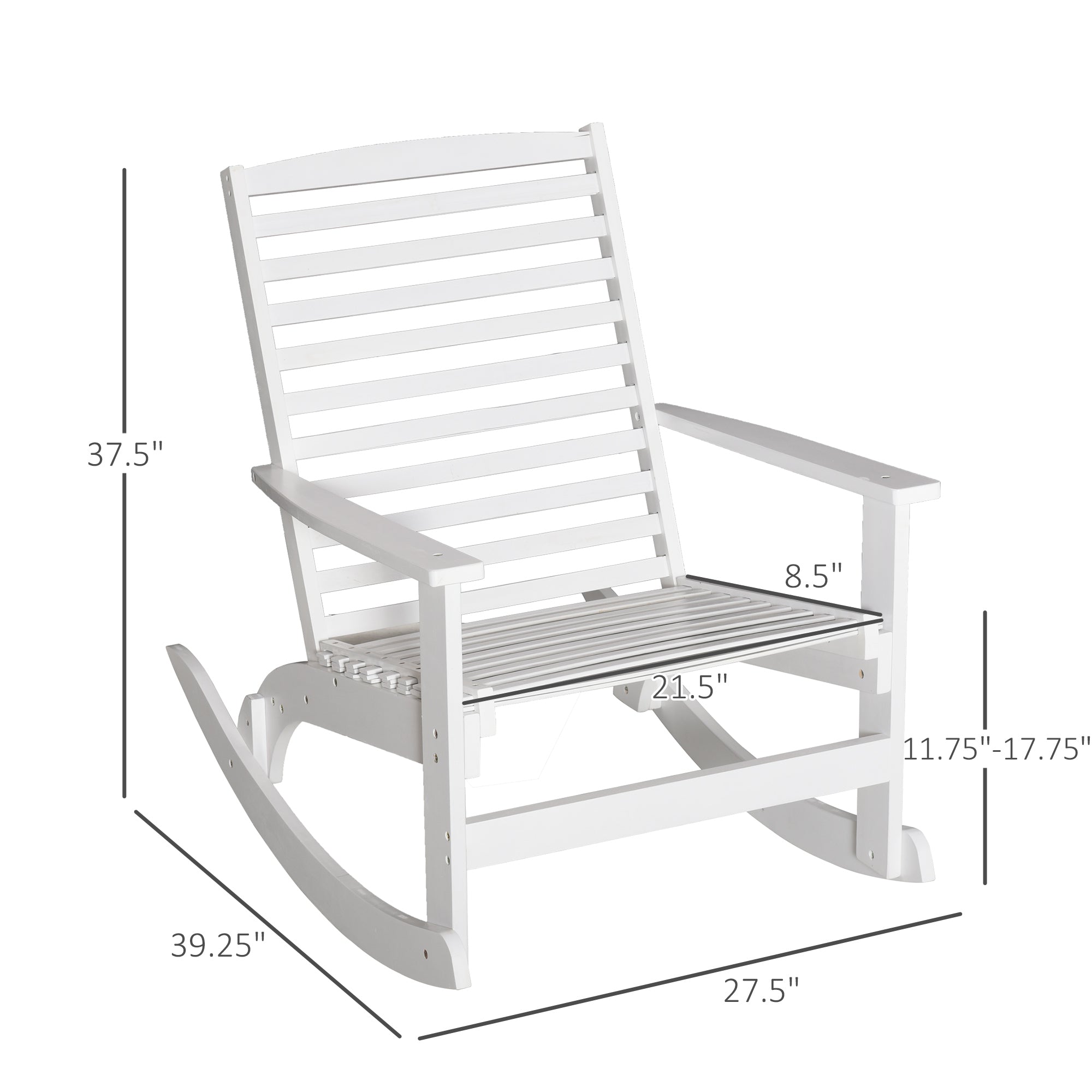 Outsunny Patio Rocking Chair Non-slip Porch Rocker for Balcony Garden Terrace Bamboo White