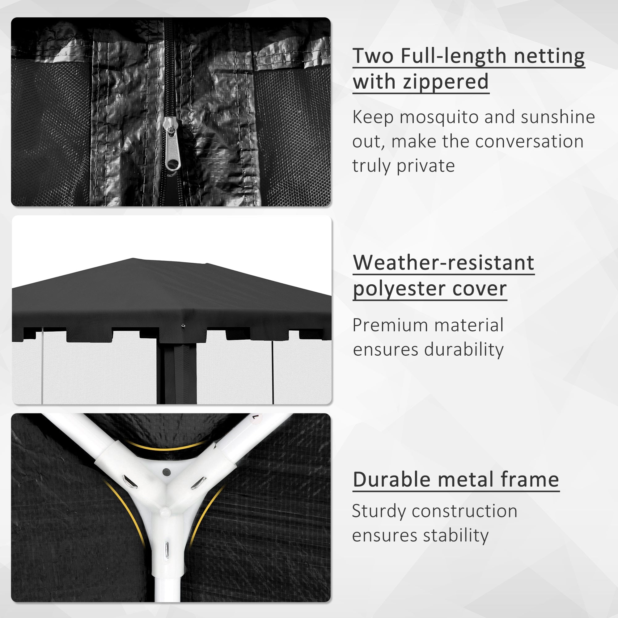 Outsunny 10x13ft Outdoor Gazebo Party Tent Sun Shade Canopy with Mesh Sidewalls Dark Grey