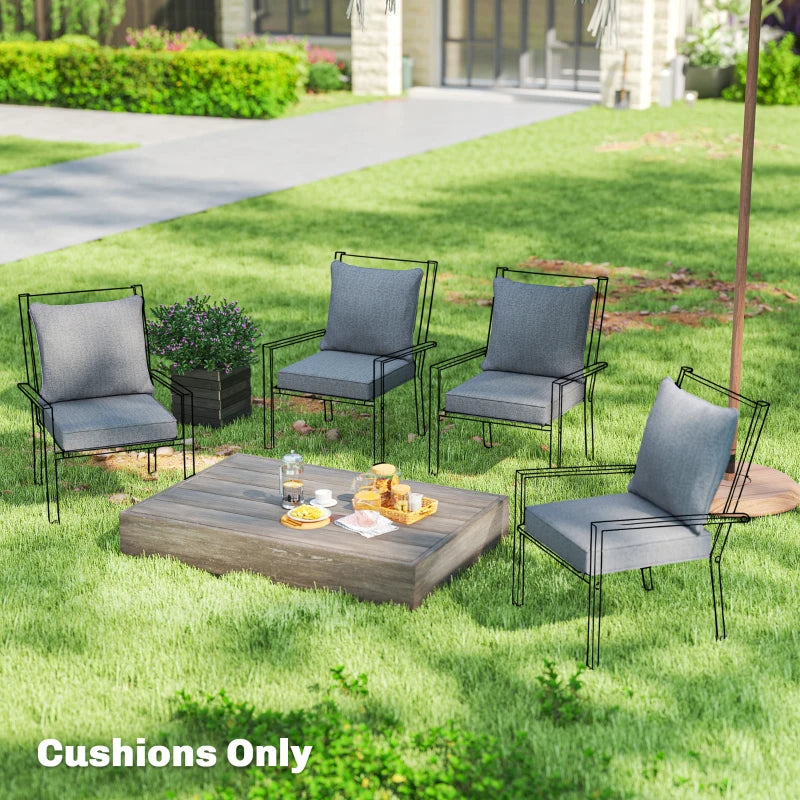 Outdoor Chair Cushions Set of 4, Fade Resistant Patio Chair Cushions for Outdoor Furniture, 24" x 24", Grey