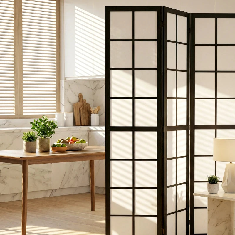 6 Panel Room Divider, 5.6 ft Folding Wall Divider Room Partition for Home Office, Bedroom, Living Room, Black