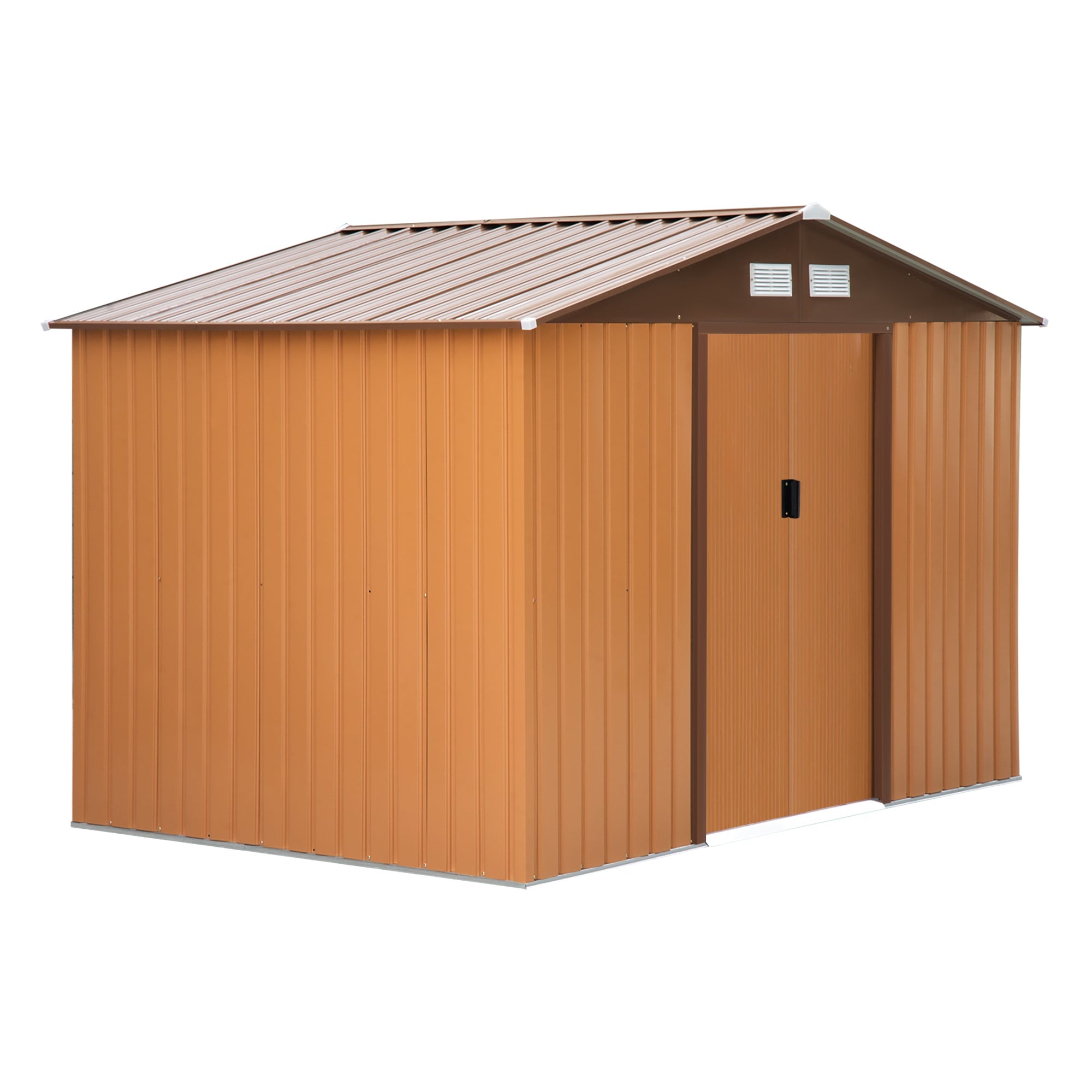 Outsunny Outdoor Garden Storage Shed 9.1'x 6.4' x 6.3' Steel Floor Foundation Patio Metal Tool House Double Doors
