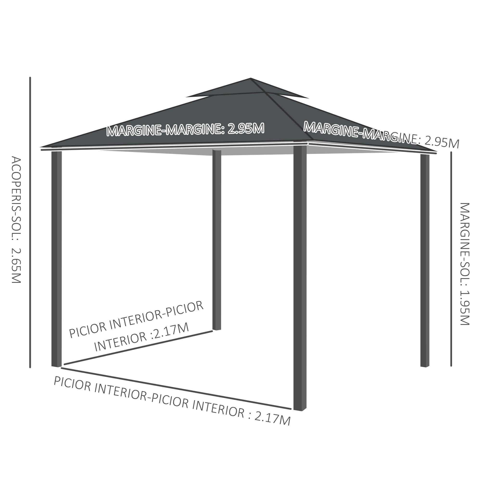 Outsunny 10' x 10' Outdoor Patio Garden Gazebo Canopy Shelter with Pavilion Sidewalls for Events, Dark Grey
