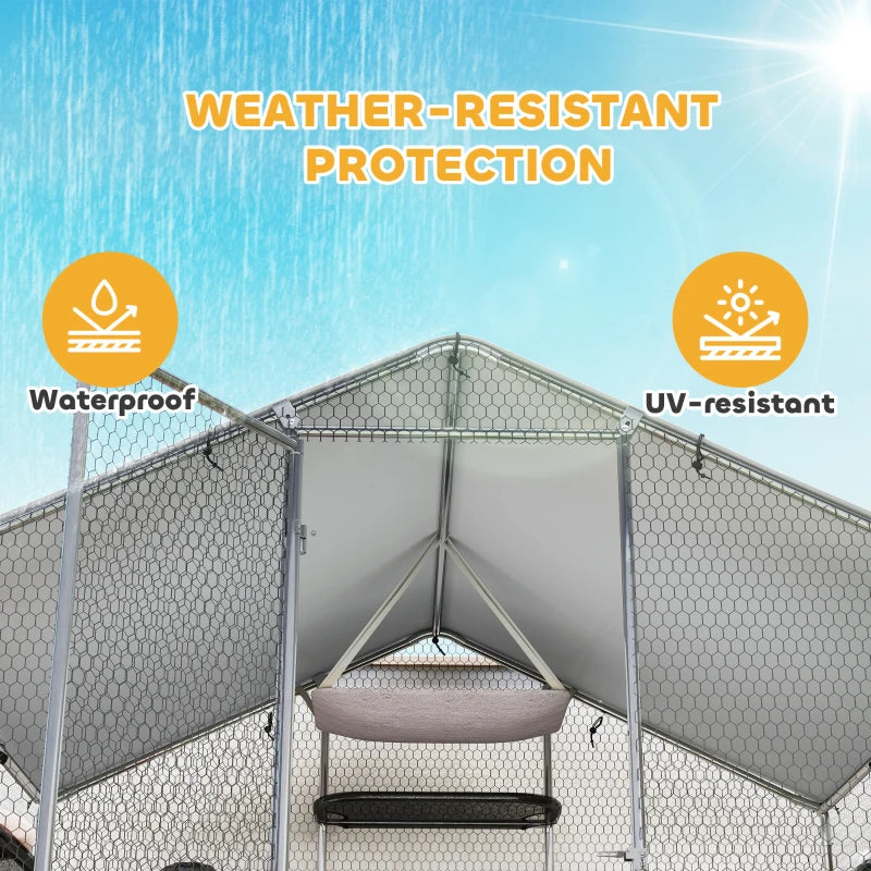 Large Catio Outdoor Cat Enclosure with Waterproof Cover, Walk-in Cat Patio w/ 5 Adjustable Platforms & Hammock 94.5" W