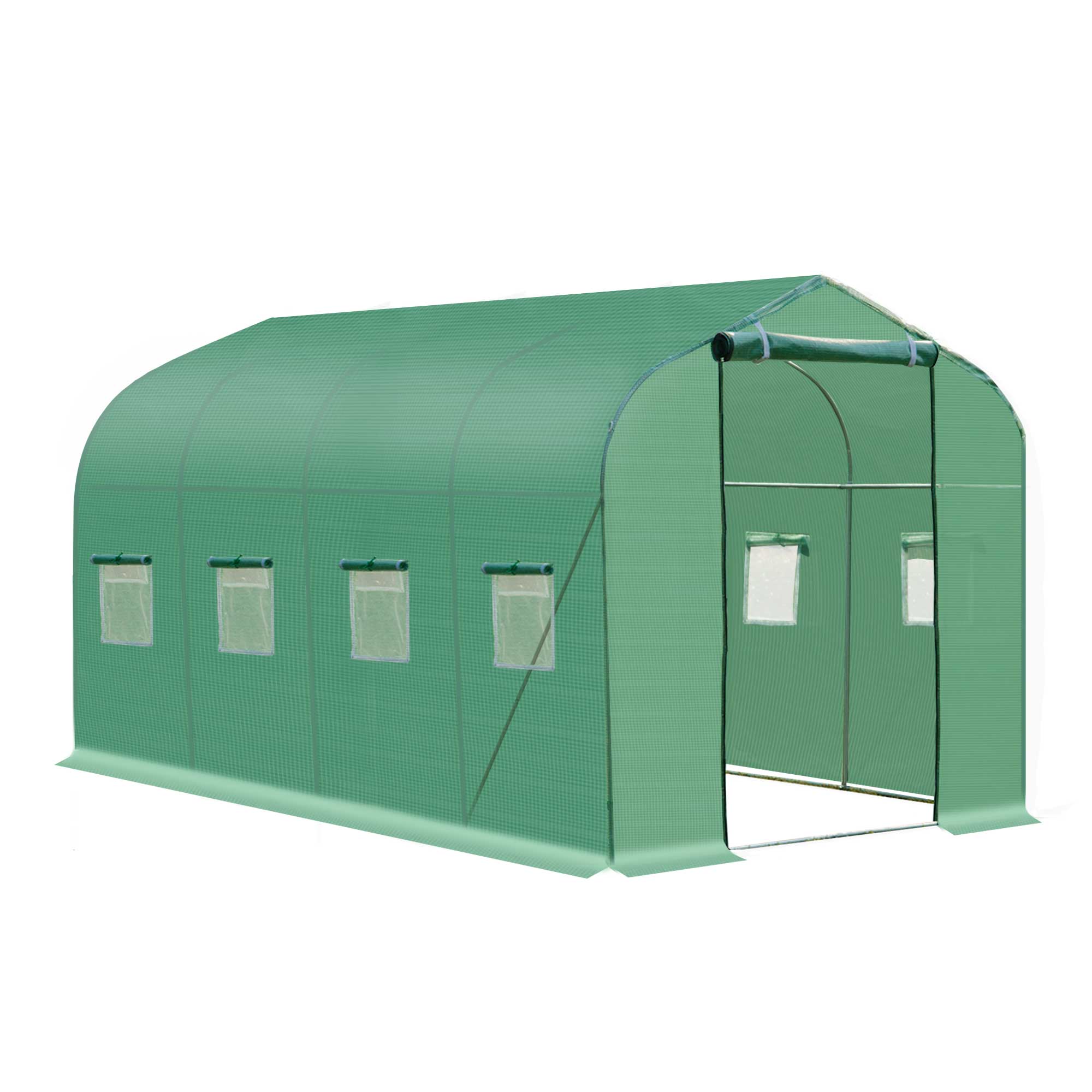 Outsunny Polytunnel Greenhouse 13'x6.6'x6.6' Walk in for Garden Backyard with Windows and Door