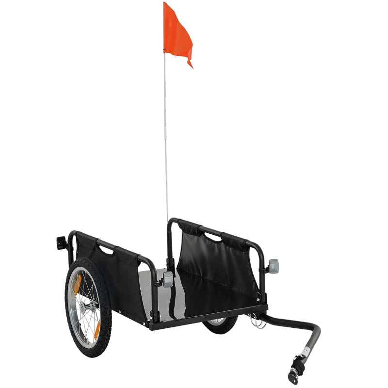 Soozier Bicycle Cargo Trailer Wagon Cart with Quick Release 16" Pneumatic Wheels, Universal Hitch & Safety Flag
