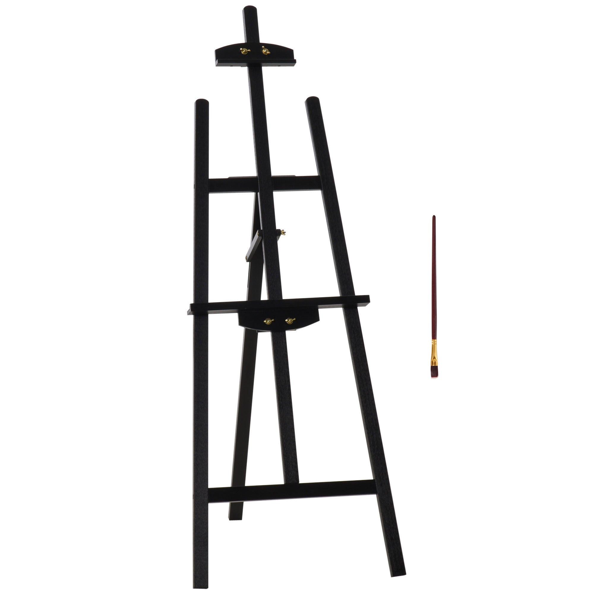 HOMCOM Art Easel Stand 55" Beech Wood Adjustable Folding Tilts 90° Sturdy Material Black Artist Studio
