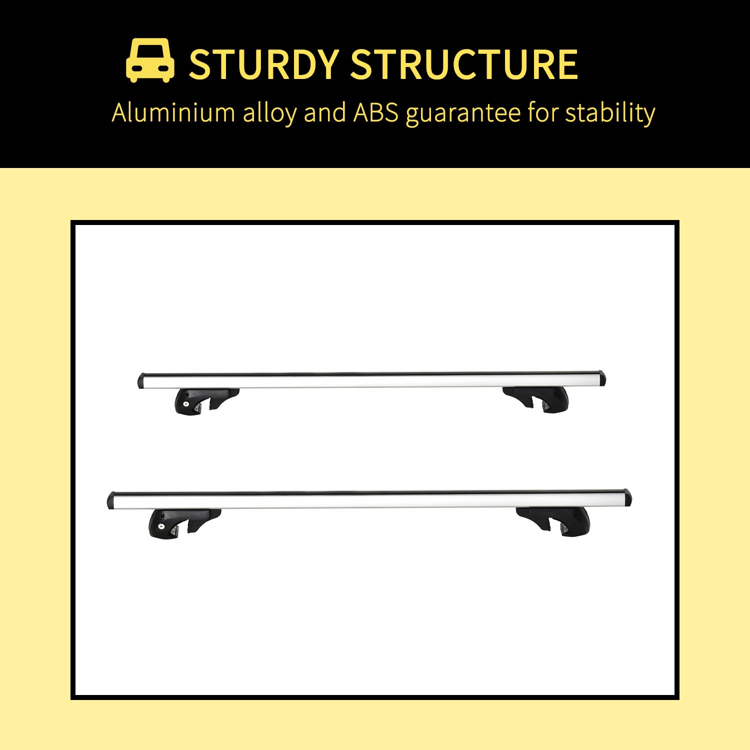 HOMCOM 2pc Roof Rack Car Roof Top Lockable Aluminum Cross Bars Adjustable Baggage Luggage Carrier, Silver (53")