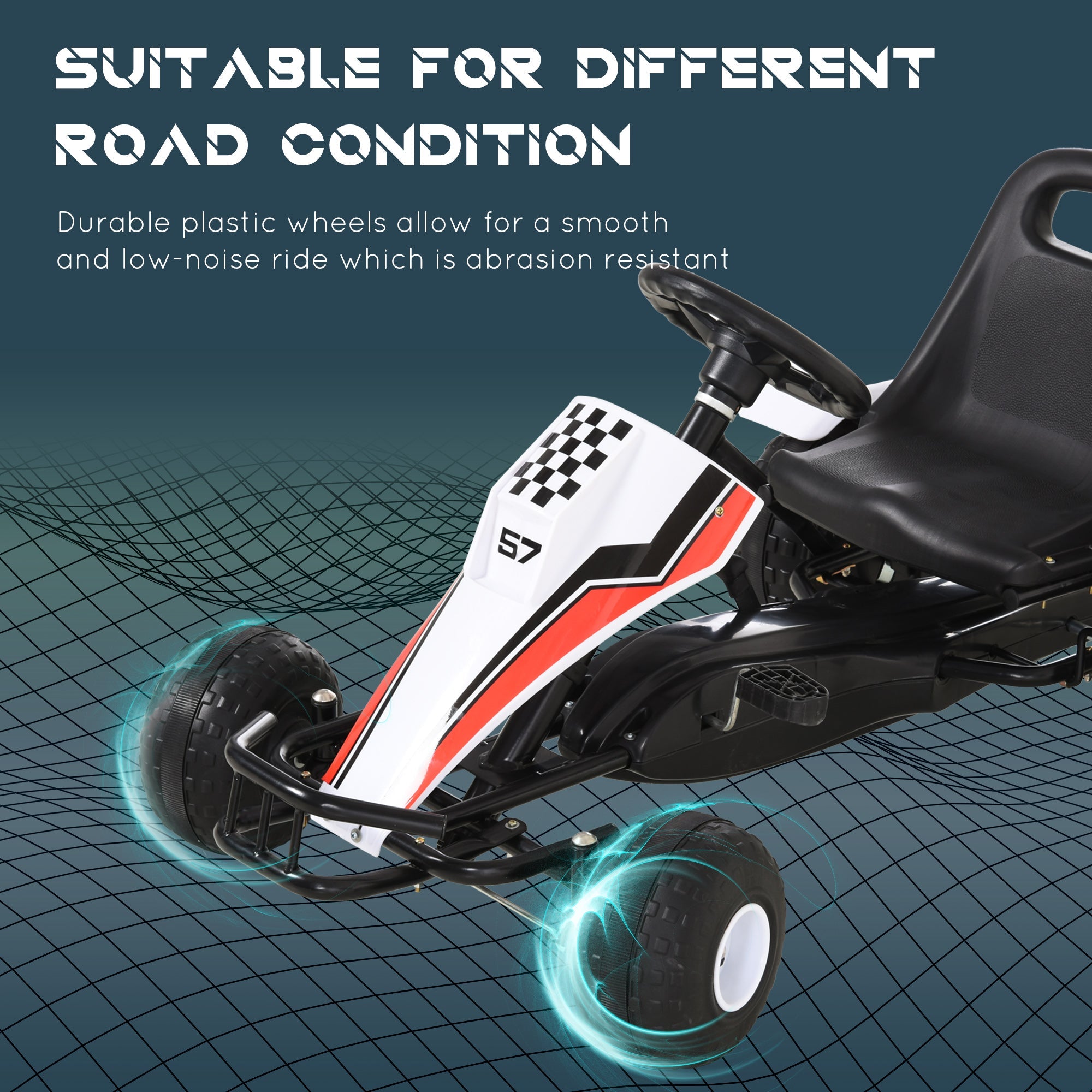 Aosom Pedal Go Kart for Kids Racing Style Ride on Car with Adjustable Seat Handbrake Black