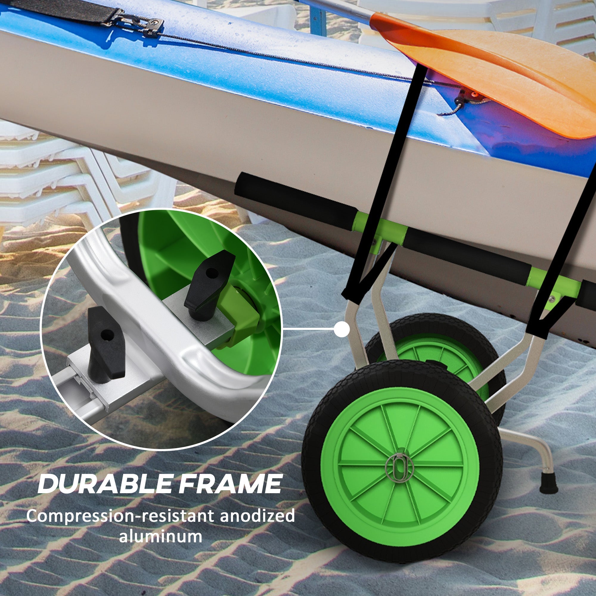 Soozier Kayak Cart Dolly with Adjustable Width and Flat-Free Wheels, Aluminum Frame, for Kayaks, Canoes, Paddleboards
