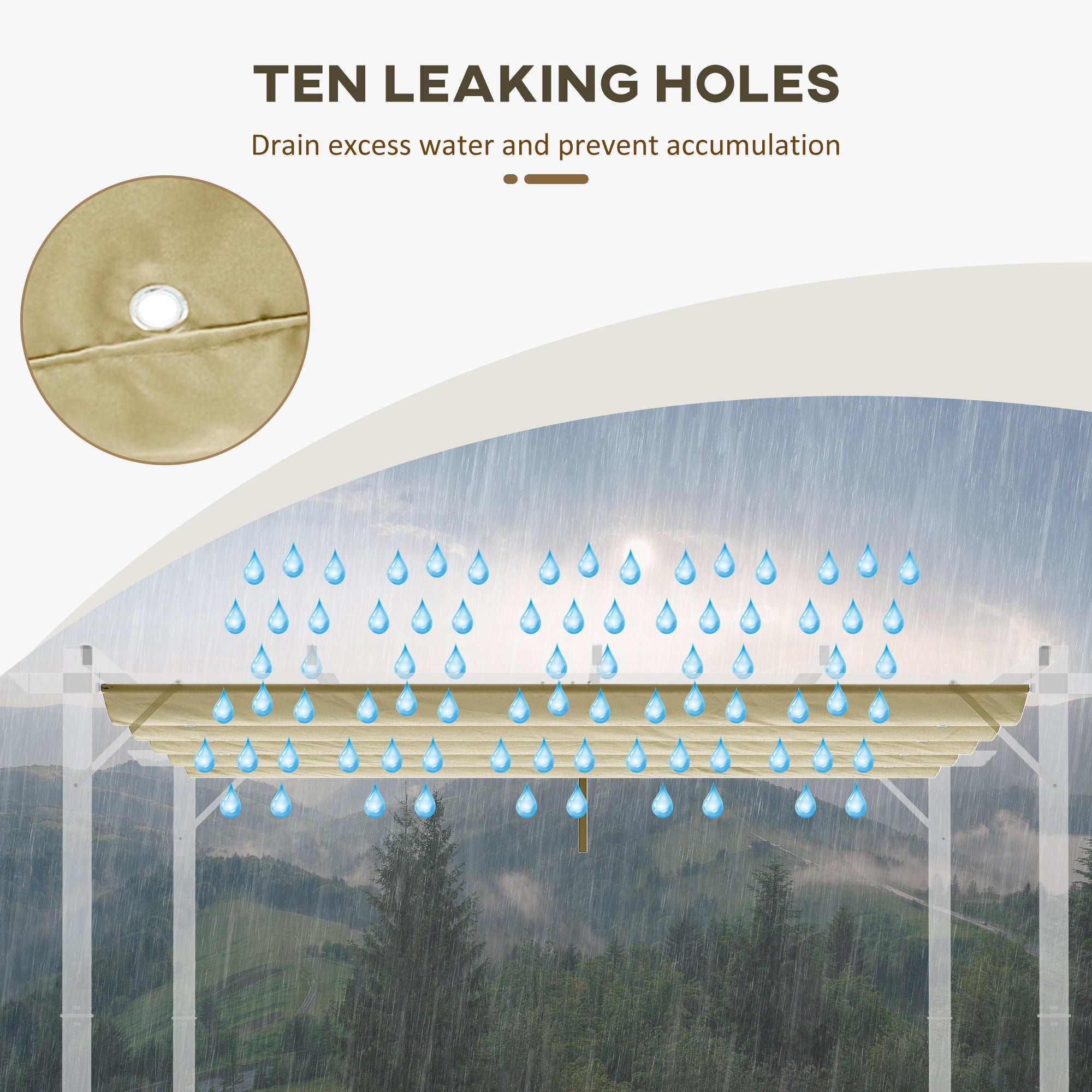 Outsunny Retractable Pergola Canopy Cover Replacement for 13.1' x 9.8' Pergola, Beige