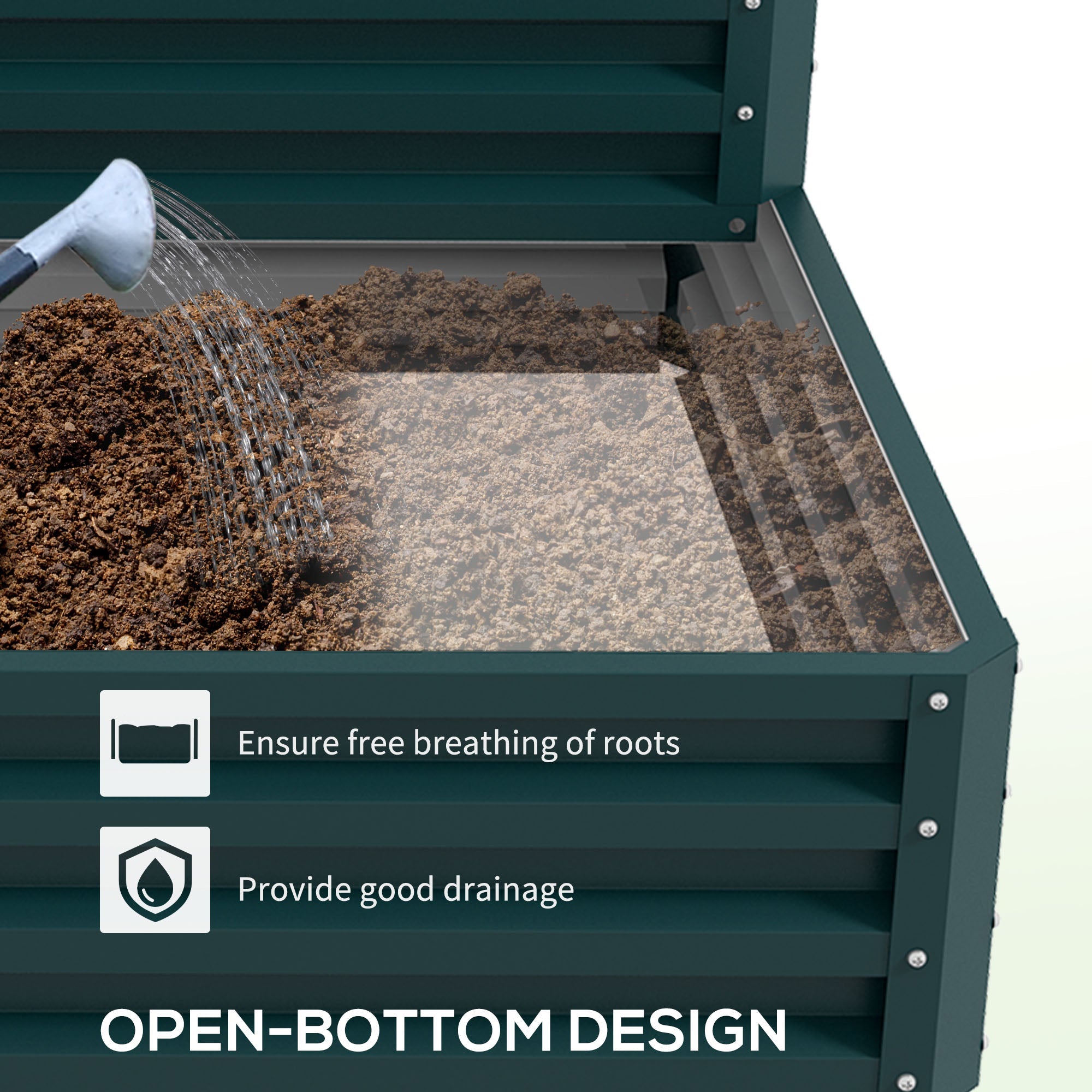 Outsunny 2-Tier Galvanized Raised Garden Bed: 47"x40"x23" Steel Planter Box for Veggies, Flowers & Herbs in Green