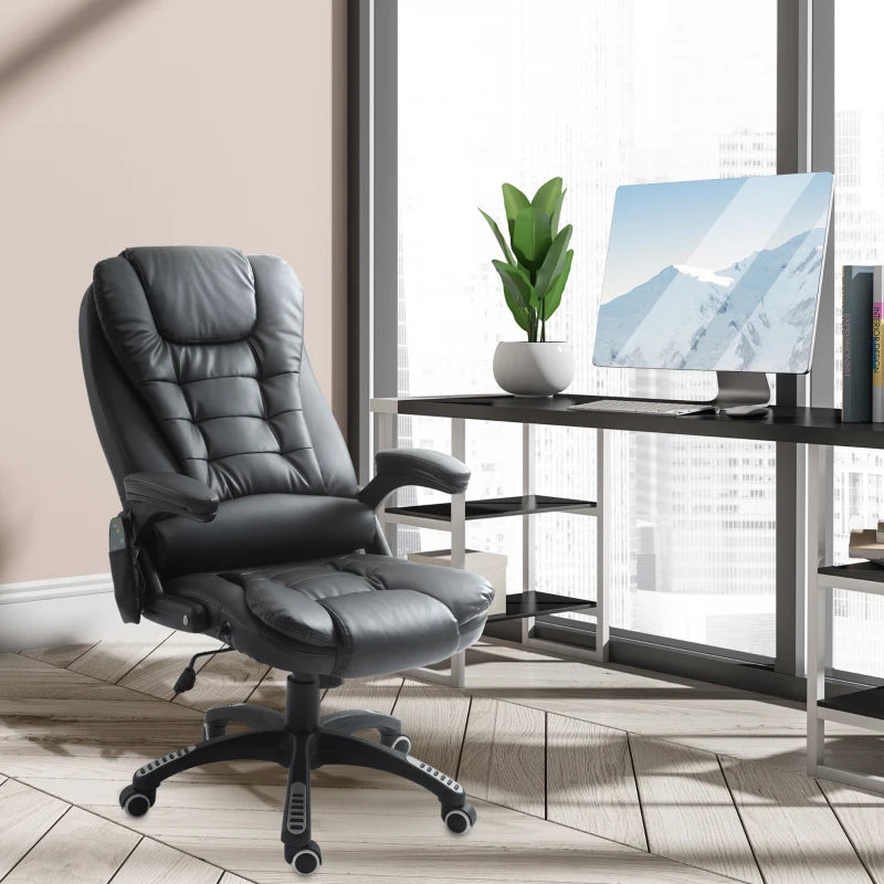 Executive Office Chairs Heated Massage High Back Reclining Office Chair Swivel Leather Adjustable Vibrating Furniture Black