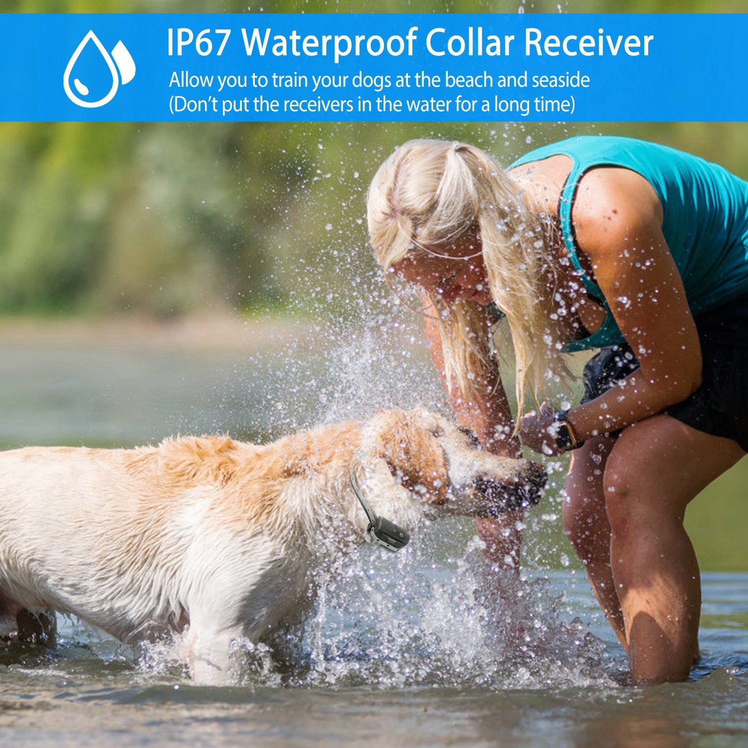 iMounTEK Dog Training Collar Dog Shock Collar with Remote IP67 Waterproof 300mAh Rechargeable 1640ft Remote Dogs Pet Trainer with LED Light Beep Vibra