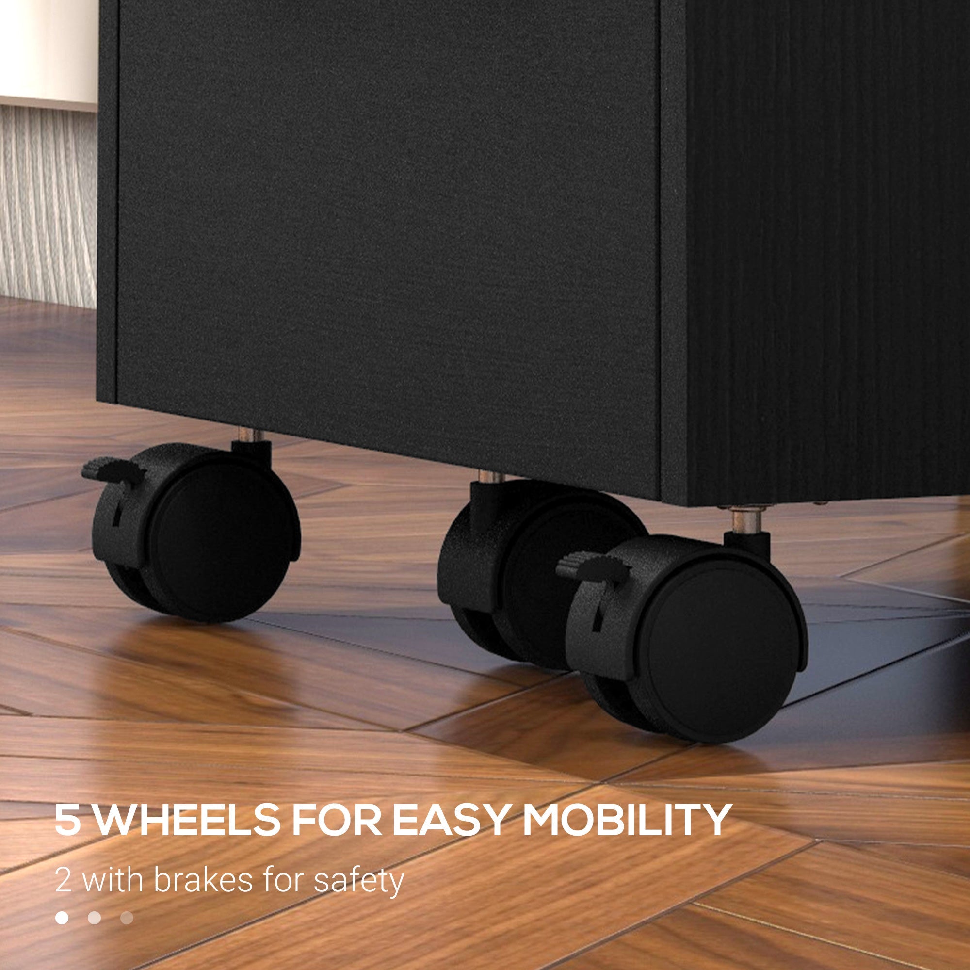 HOMCOM 3-Drawer Lockable File Cabinet Vertical Office Storage with Hanging Bars for A4 Letter Size Documents Black