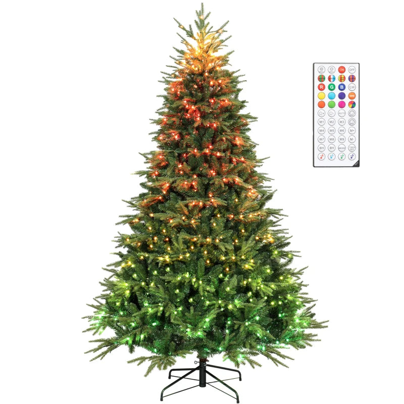 7.5 ft Pre-Lit Artificial Christmas Tree with 650 Synchronized LED Lights, Remote & Timer