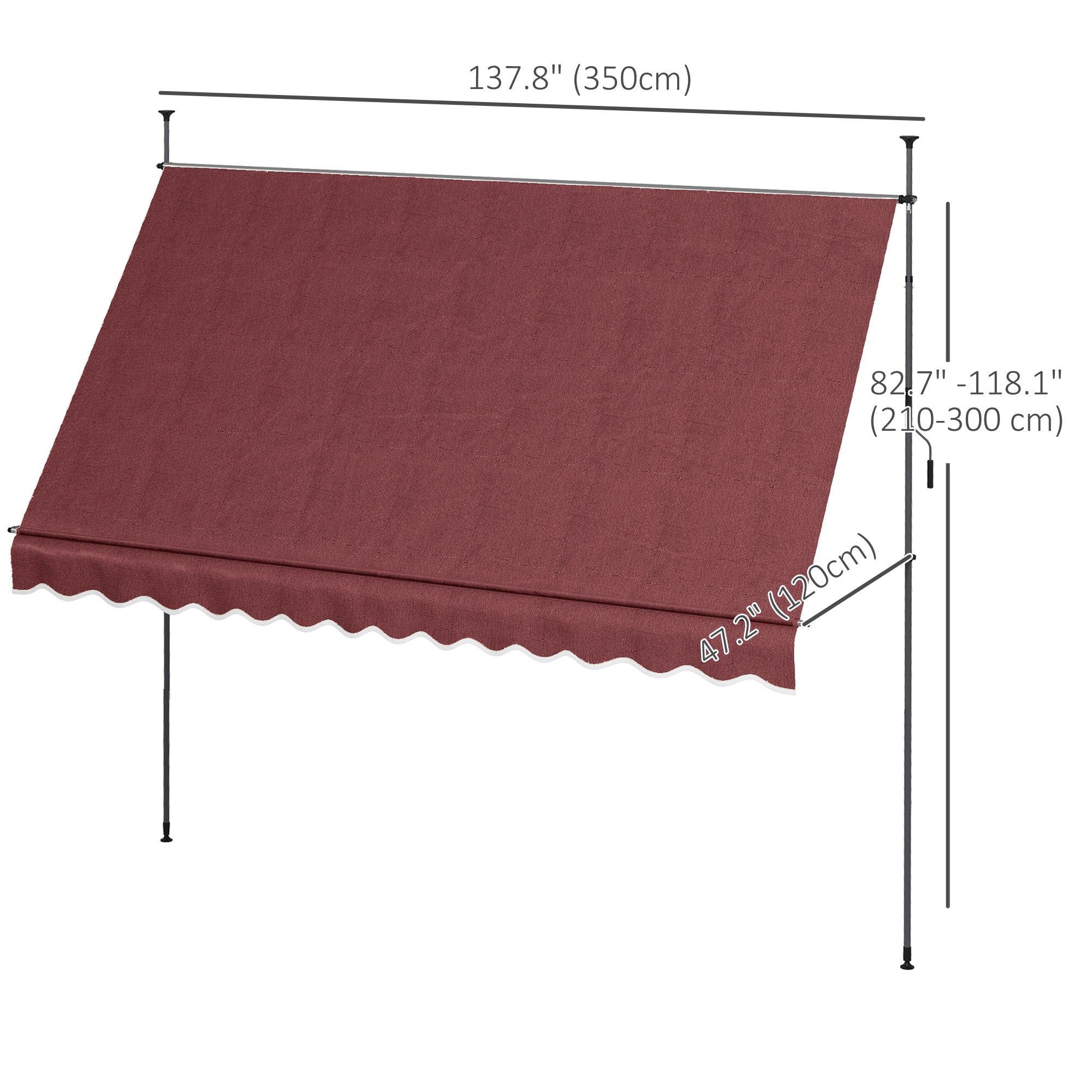Outsunny Manual Pullback Suncover: 137.8"x47.2" 0-90° Adjustable UV Resistant Freestanding Shade for Patio, Blue
